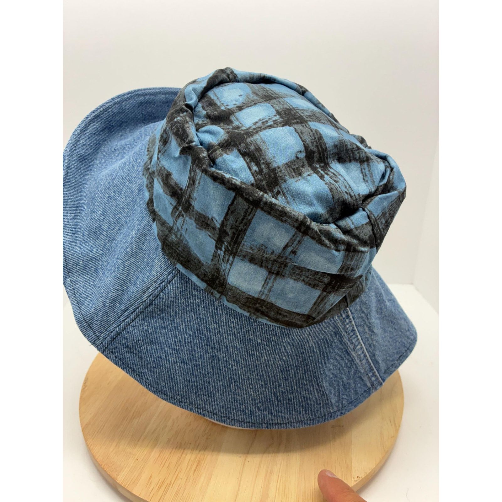 Other The Blueprint — Upcycled Denim & Abstract Plaid Floppy Sun Size ONE SIZE - 4 Thumbnail