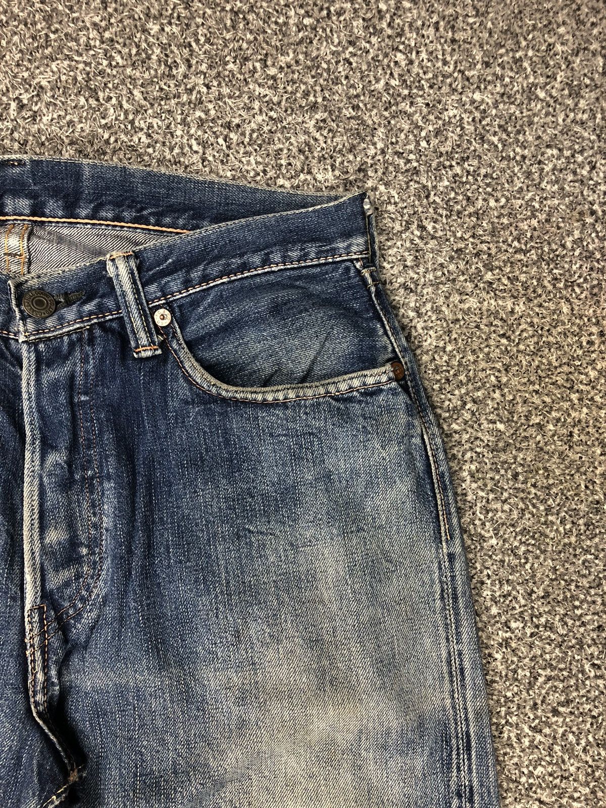 Evisu Vintage Distressed Japanese Brand Fullcount Selvage Jeans Size US 30 / EU 46 - 7 Thumbnail