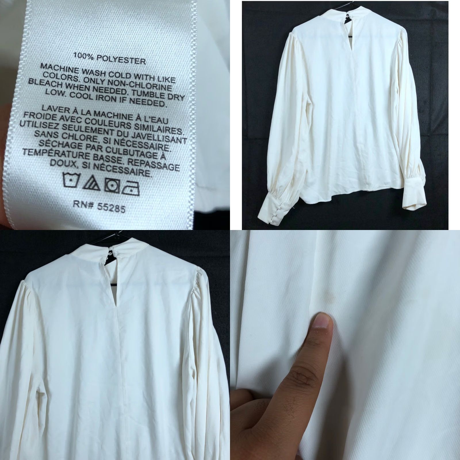 Express Express Blouse White Sheer Long Sleeve Mock Neck 100% Polyester Large Womens Size L / US 10 / IT 46 - 8 Thumbnail