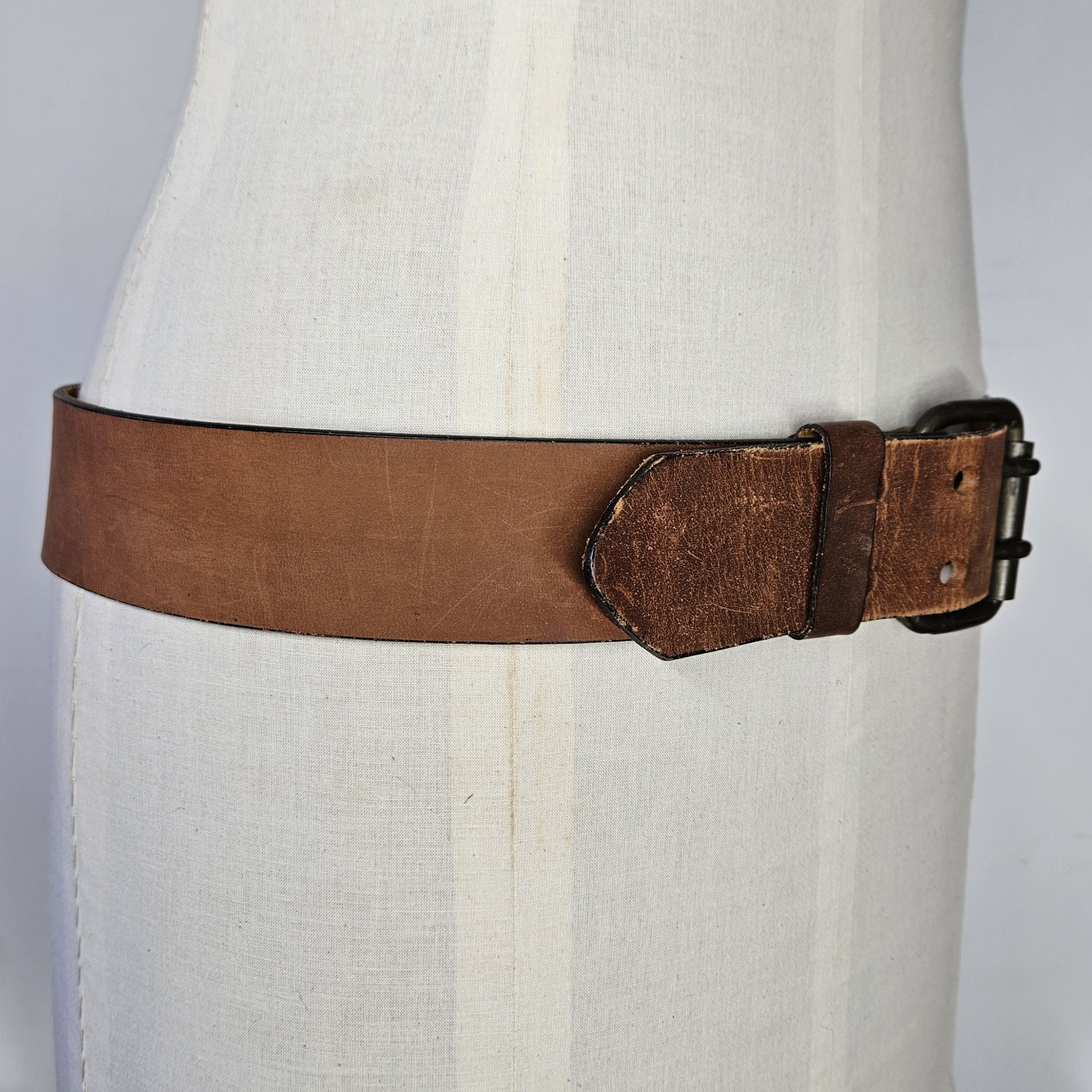 Other Belt 38-40" Heavyweight Steerhide Leather Bulky Strong Brass Size 40 - 3 Thumbnail
