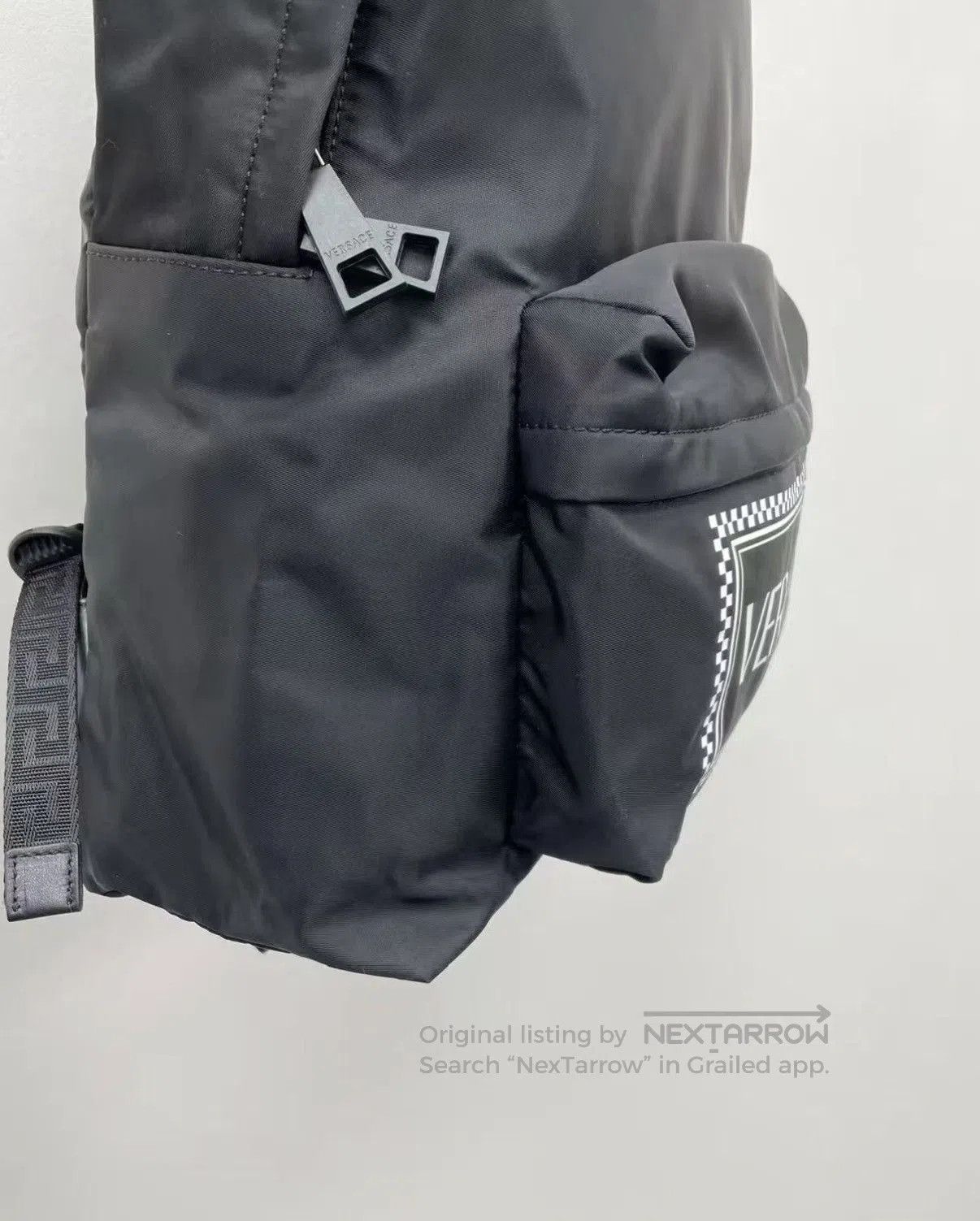 Versace Black Backpack with Checkerboard Logo Patch. Size ONE SIZE - 3 Thumbnail