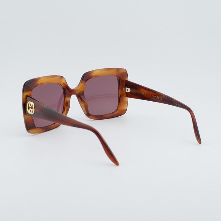 Gucci Gucci GG0896S 004 Women Sunglasses Havana Square Frame Size ONE SIZE - 4 Thumbnail