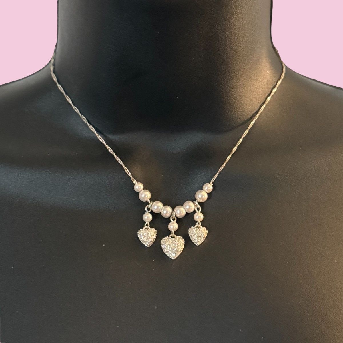 Other Dainty silver tone triple hearts and pearls necklace Size ONE SIZE - 1 Thumbnail