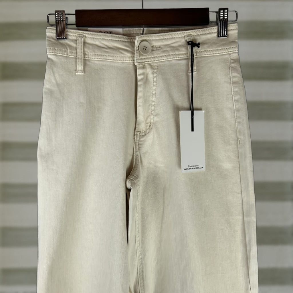 Vintage OAT New York Pants Womens 0/25 Beige High Rise Wide Leg Stretch Twill Chino Shirt? Size 25" / US 0 / IT 36 - 1 Thumbnail