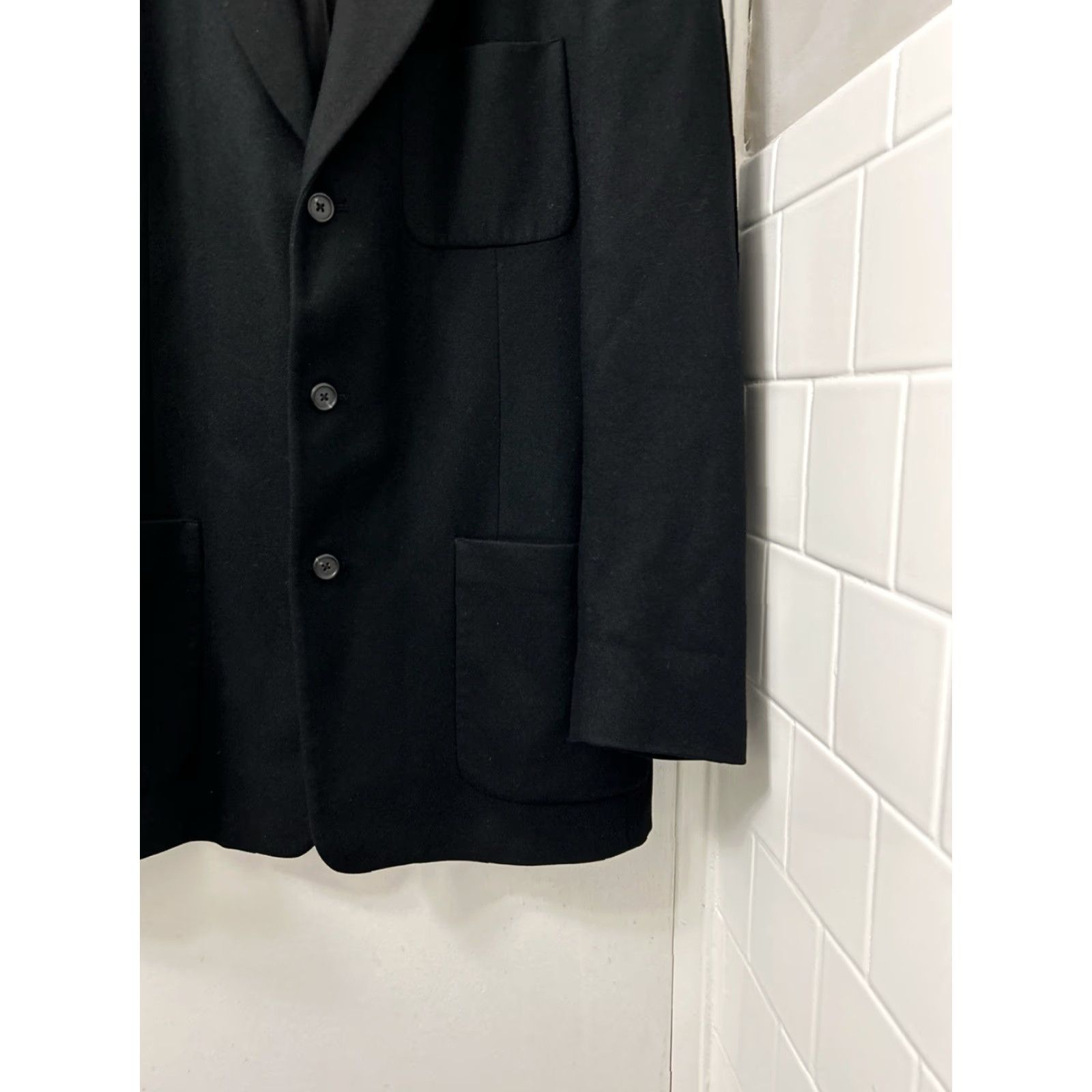 J.Crew VINTAGE J. Crew Blazer Mens 42L Black Wool Acetate 3-Button Notch Lapel Double-Vented Regular Size 42R - 5 Thumbnail