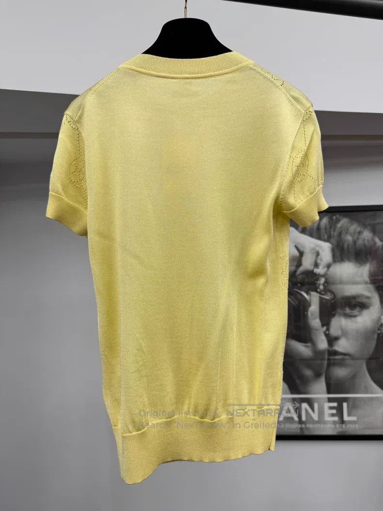 Hermes Hermes Yellow textured knit short-sleeve Size XXS / US 00 / IT 34 - 3 Thumbnail