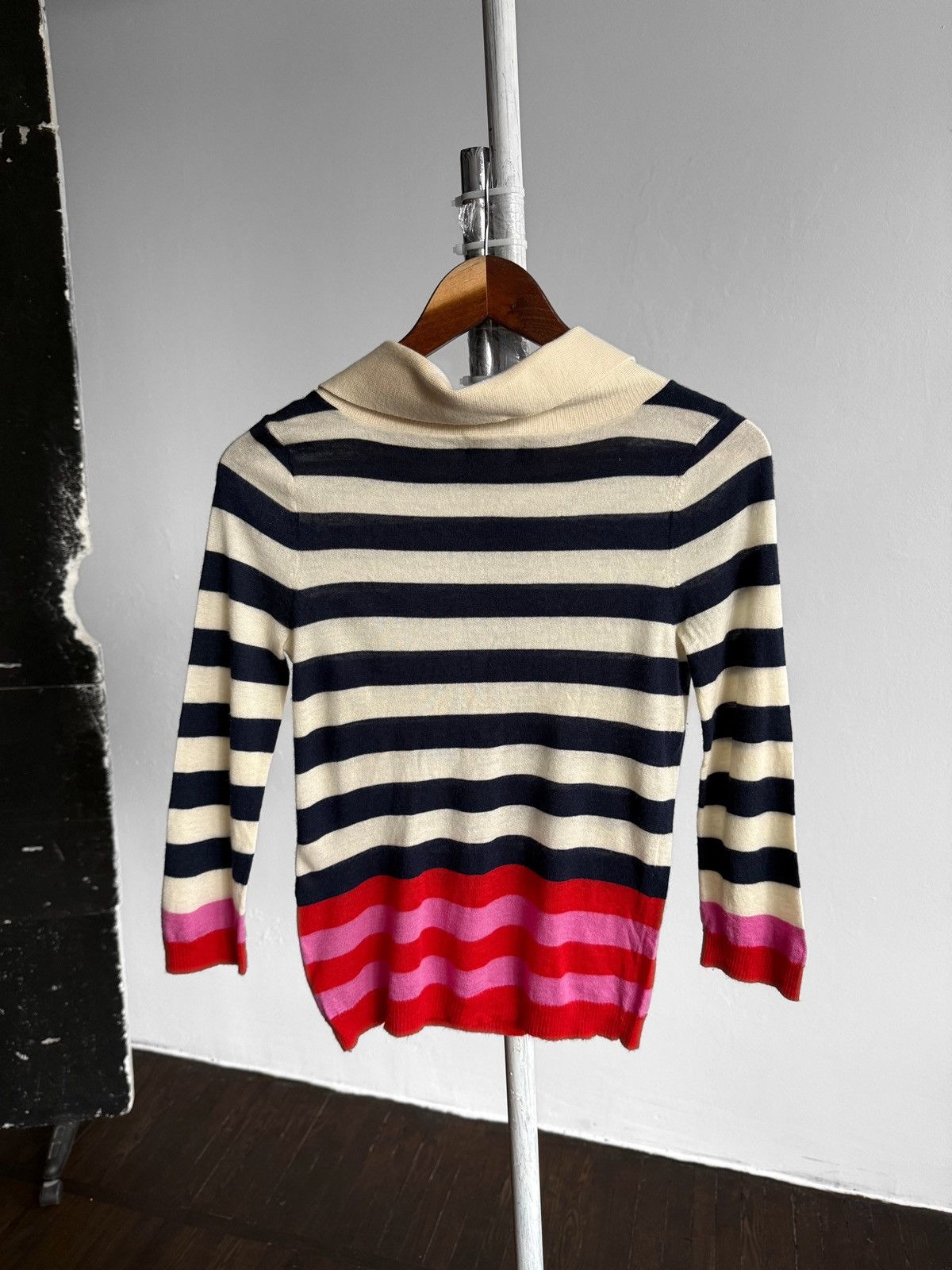 Kate Spade Kate Spade Womens Multicolor Striped High Neck Knit Sweater Size XS / US 0-2 / IT 36-38 - 4 Thumbnail