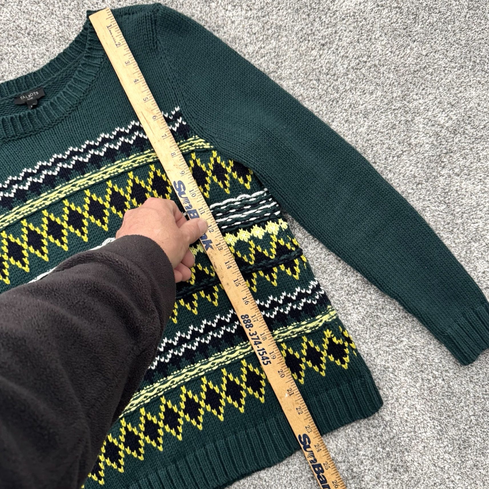 Talbots Talbots Sweater Womens Petite PM Fair Isle Preppy Academia Grandpacore Warm Pullover Long Sleeve Round Neck Green Size M / US 6-8 / IT 42-44 - 3 Thumbnail