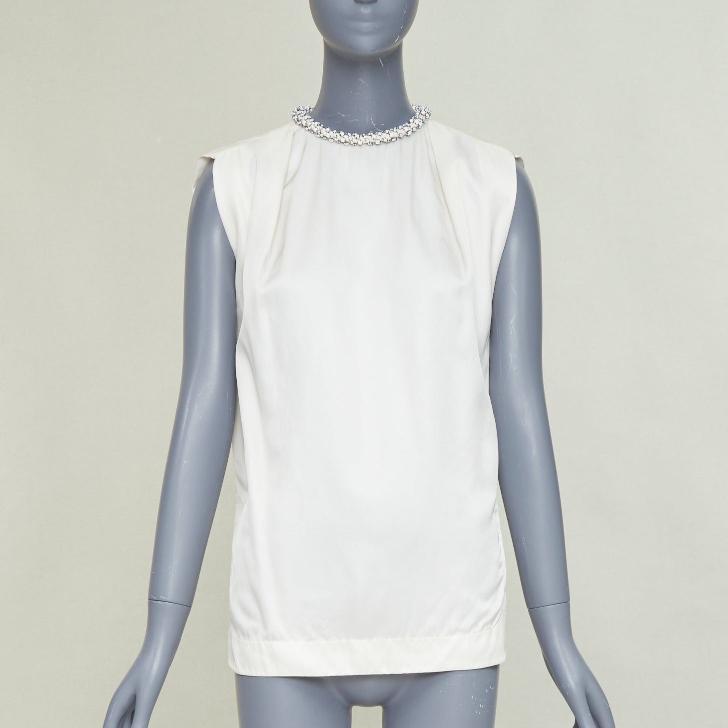 Stella McCartney STELLA MCCARTNEY Falabella off white crepe white beaded collar blouse IT38 XS Size XS / US 0-2 / IT 36-38 - 1 Thumbnail