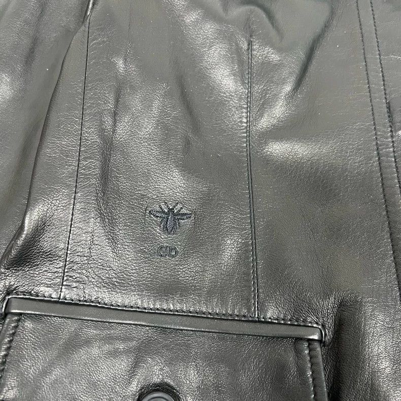 Dior Dior Black Leather Coat with Belt-2506 Size L / US 10 / IT 46 - 4 Thumbnail