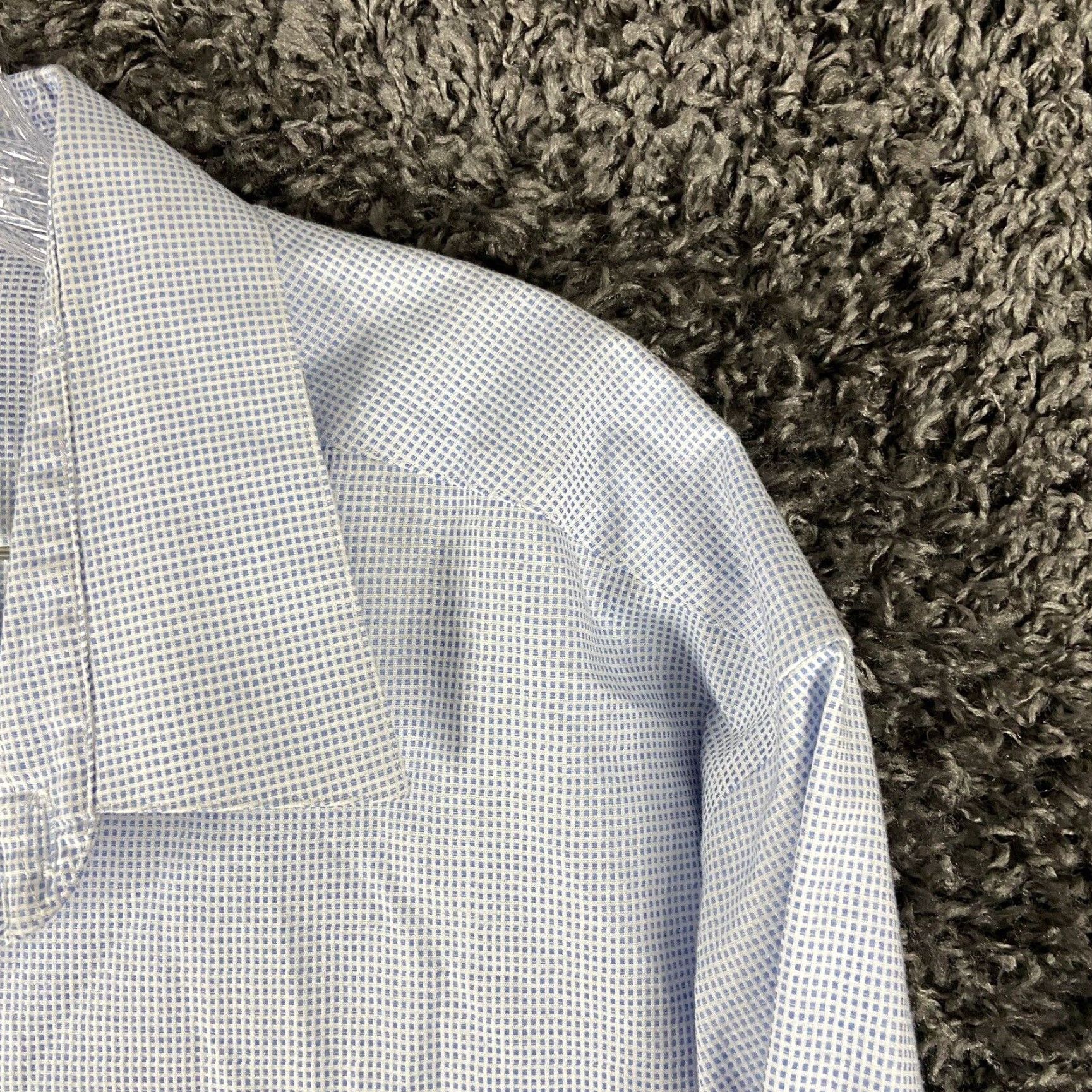 Calvin Klein CALVIN KLEIN Slim Fit Blue Long Sleeve Dress Shirt 3XL Mens Size 48R - 4 Thumbnail