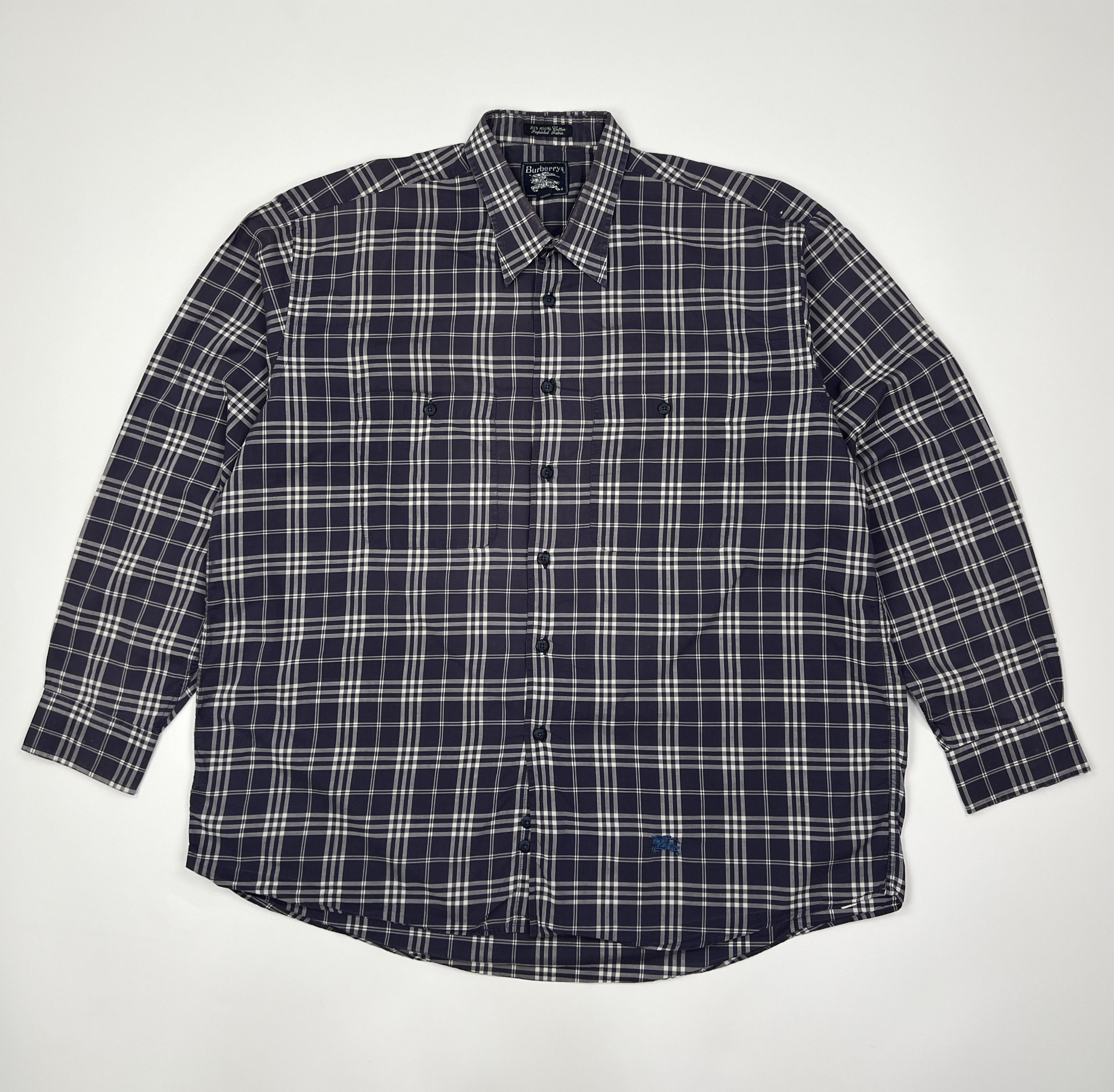 Burberry Vintage 80-90s Burberrys Made in USA Blue Nova Check Size US XL / EU 56 / 4 - 3 Thumbnail