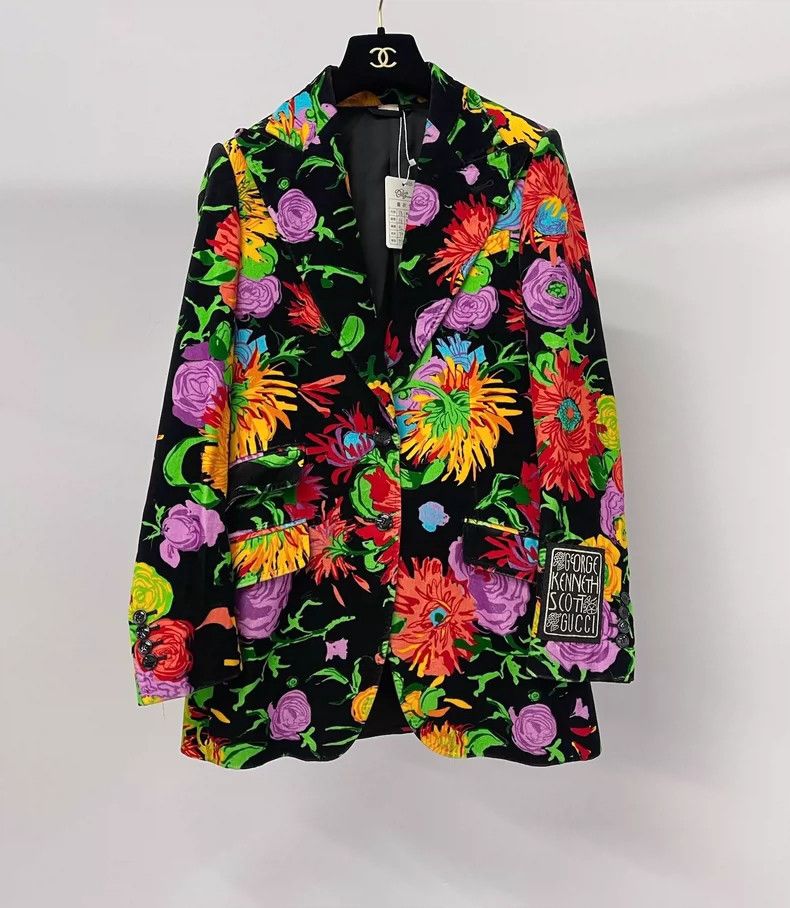 Gucci Gucci Floral Print Silk Velvet Blazer - dmc Size XS / US 0-2 / IT 36-38 - 1 Thumbnail
