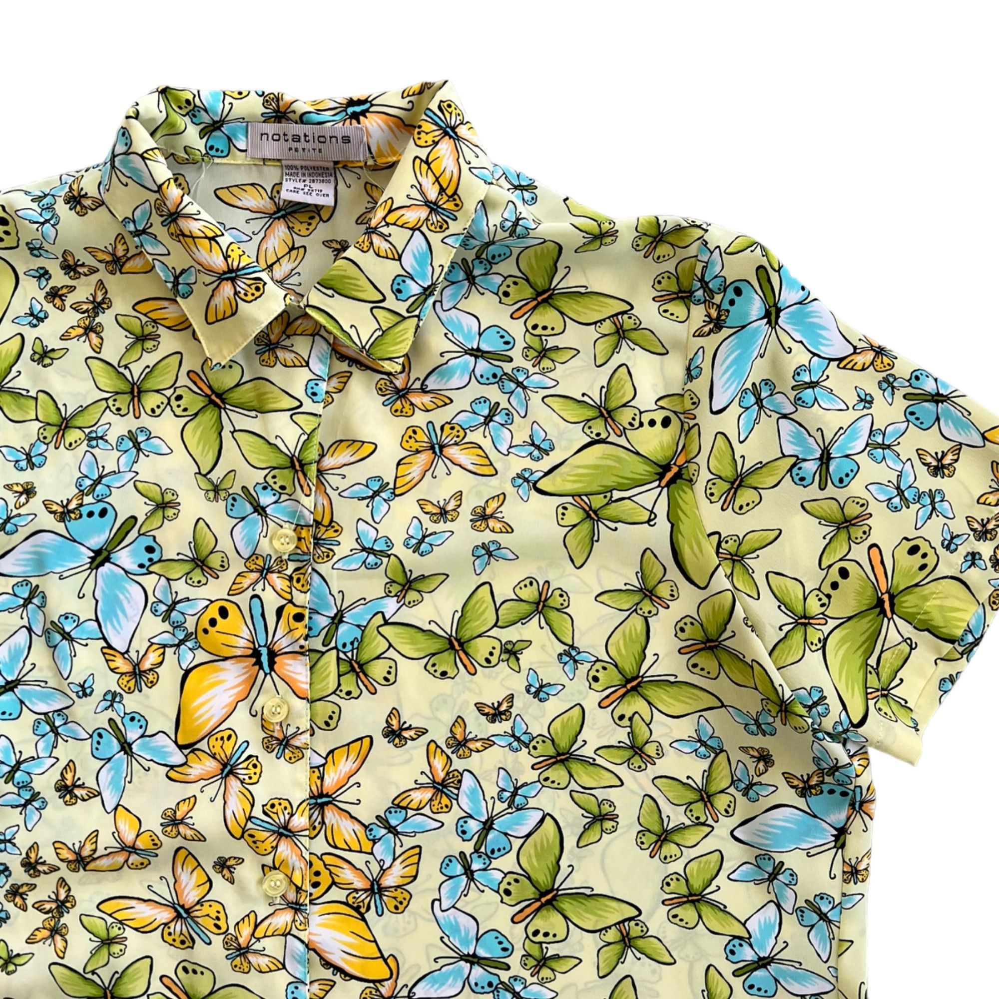 Vintage Vintage Notations Novelty Print Butterfly Print Short Sleeve Size L / US 10 / IT 46 - 2 Thumbnail