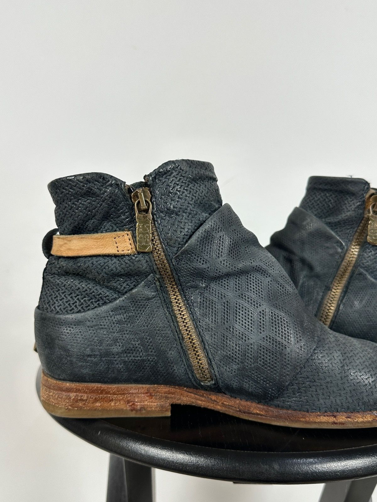 A.S.98 A.S.98. Airstep Navy Blue Leather Biker Ankle Boots Size US 8 / IT 38 - 18 Thumbnail