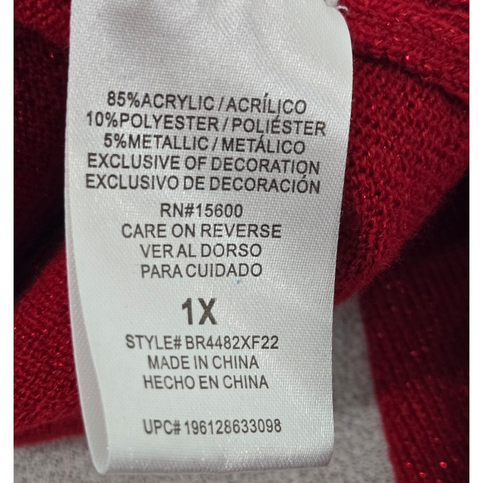 Other Briggs Red Beaded Scoop Neck 3/4 Sleeves Sweater Top 1X Plus Size XXL / US 16-18 / IT 52-54 - 6 Thumbnail
