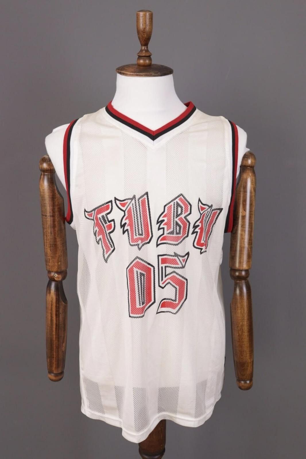 Fubu Vintage Fubu White V-Neck Pinstripe Big T-Shirt Size 2XL Size US XXL / EU 58 / 5 - 1 Thumbnail