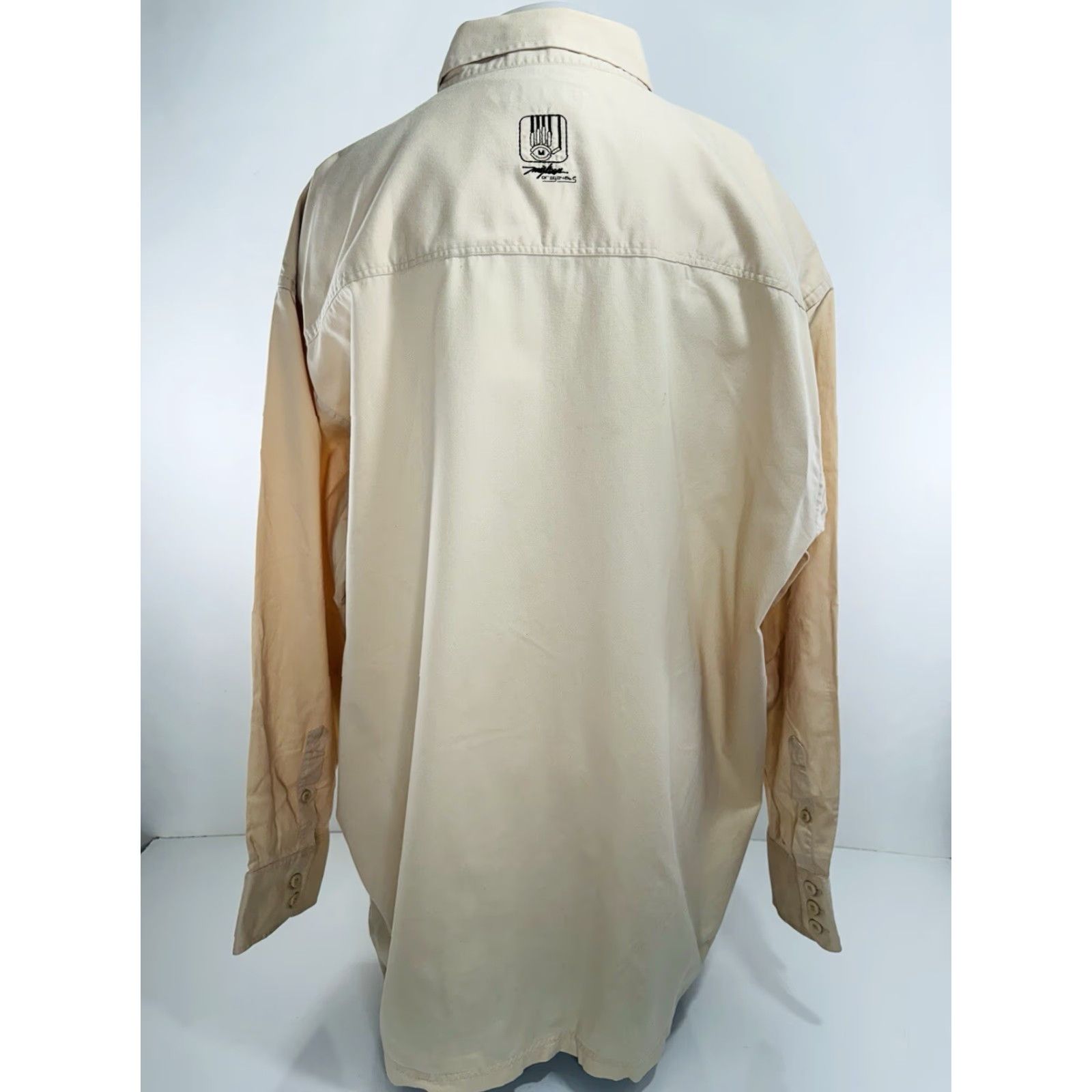 Vintage MISKEEN Mens 3XL Shirt Vintage Embroidered Button-Up Long Sleeve Beige SS Size US XXL / EU 58 / 5 - 3 Thumbnail