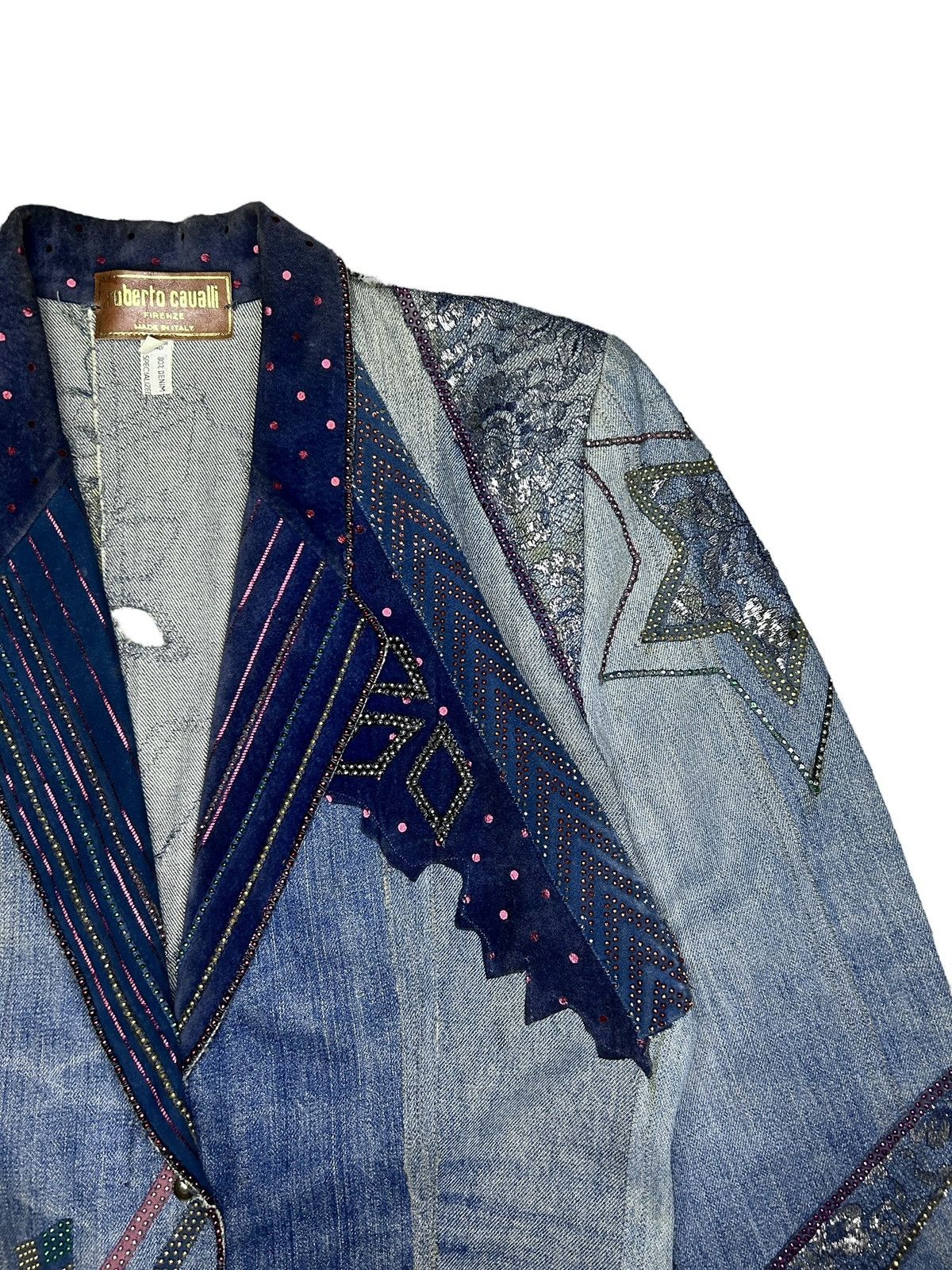 Roberto Cavalli 80s Patchwork Denim Blazer Size S / US 4 / IT 40 - 8 Thumbnail