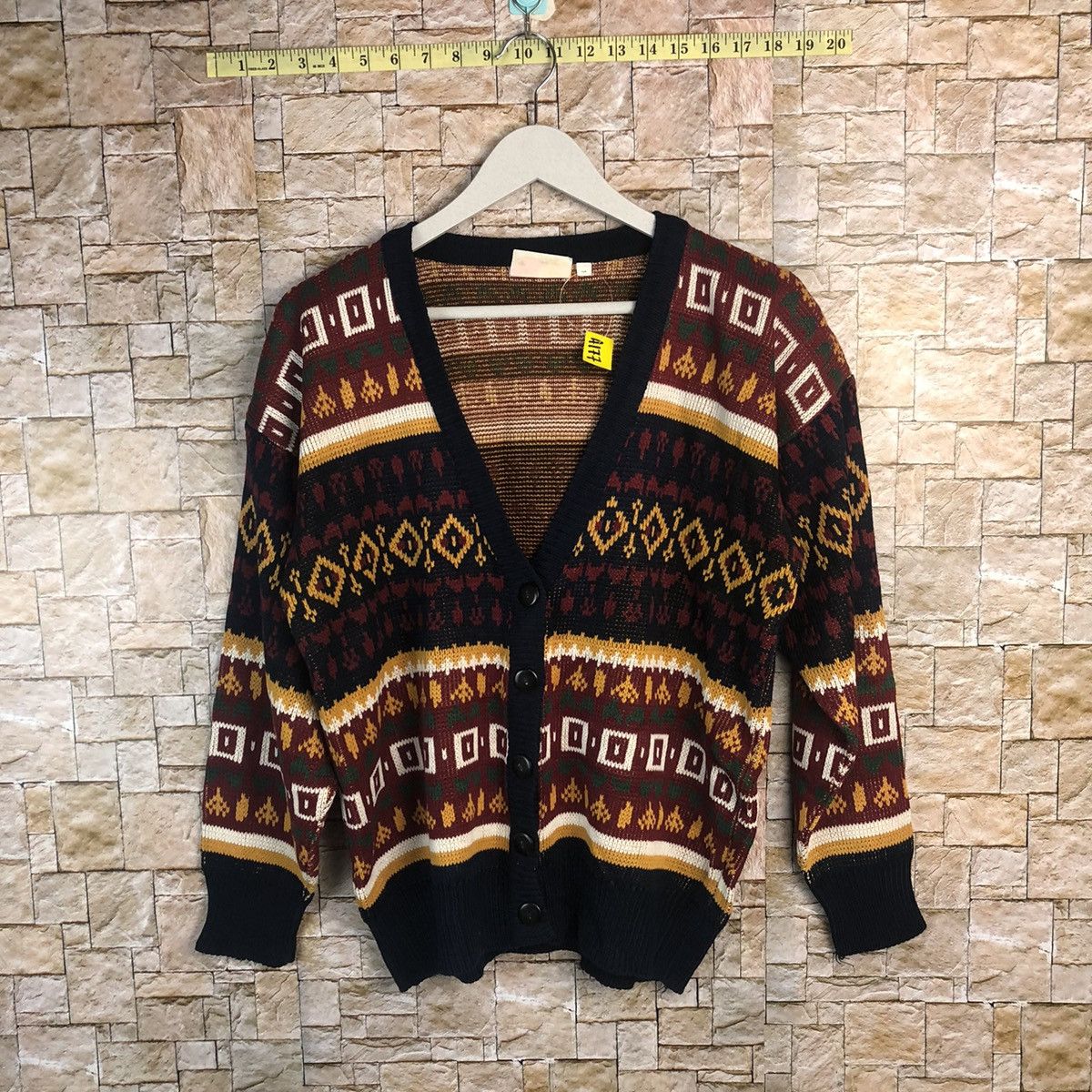 Homespun Knitwear × Japanese Brand Fun Knitz Multicolor Cardigan Knitwear #A177 Size US S / EU 44-46 / 1 - 1 Thumbnail
