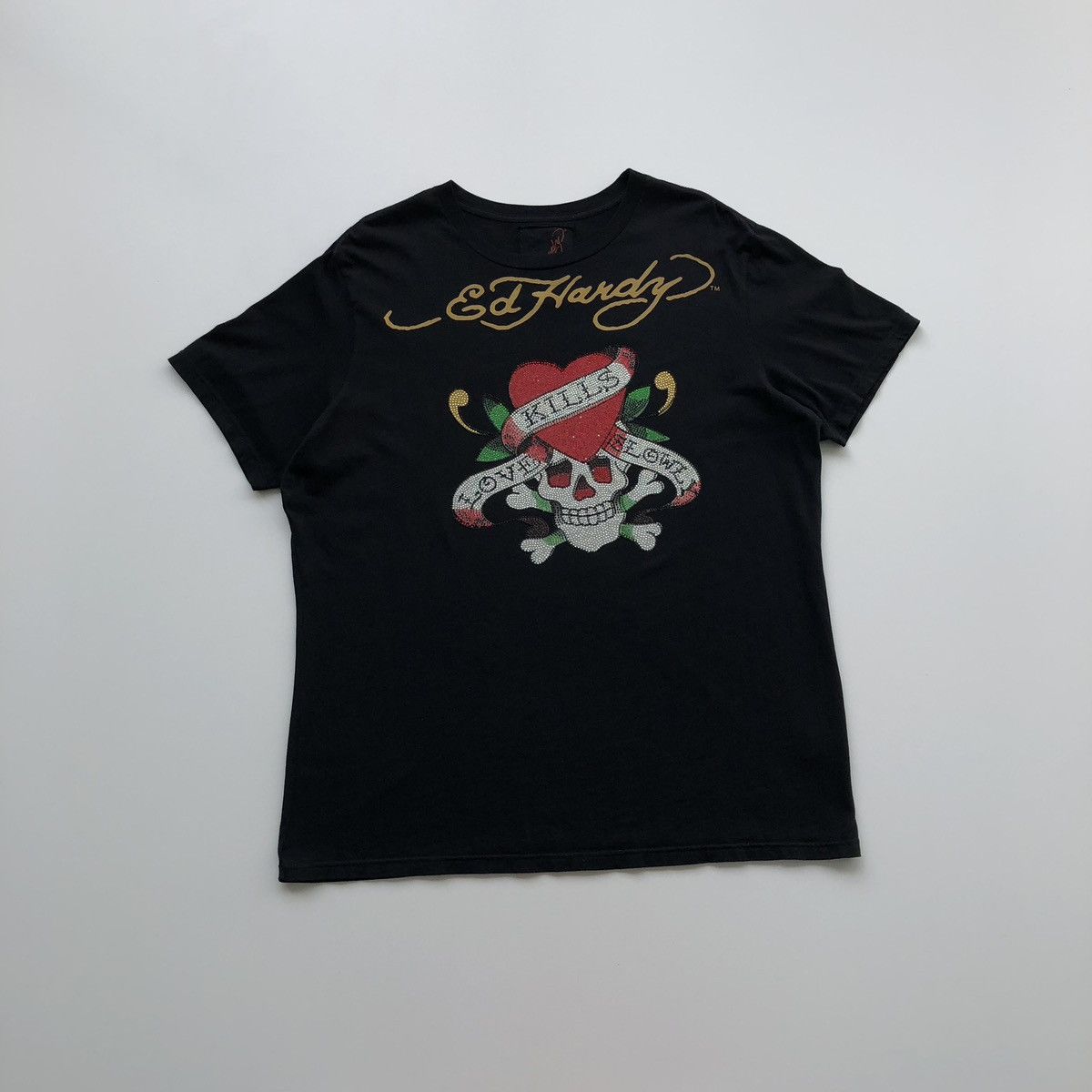 Ed Hardy Ed Hardy By Cristian Audigier Skull Glitters Vintage T-Shirt Size US XL / EU 56 / 4 - 1 Thumbnail