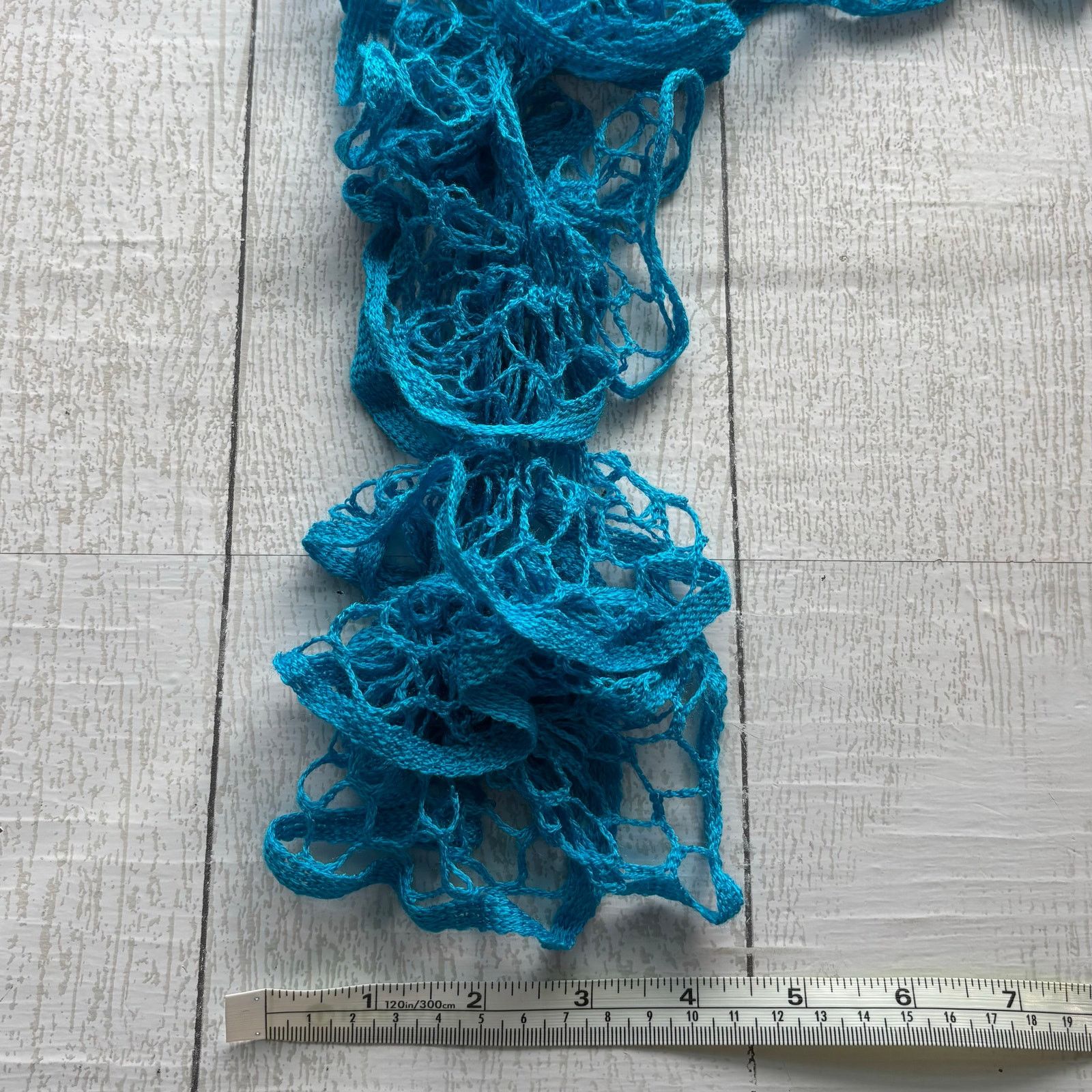 Handmade Handmade Crocheted Teal Blue Ruffle Scarf Size ONE SIZE - 6 Thumbnail