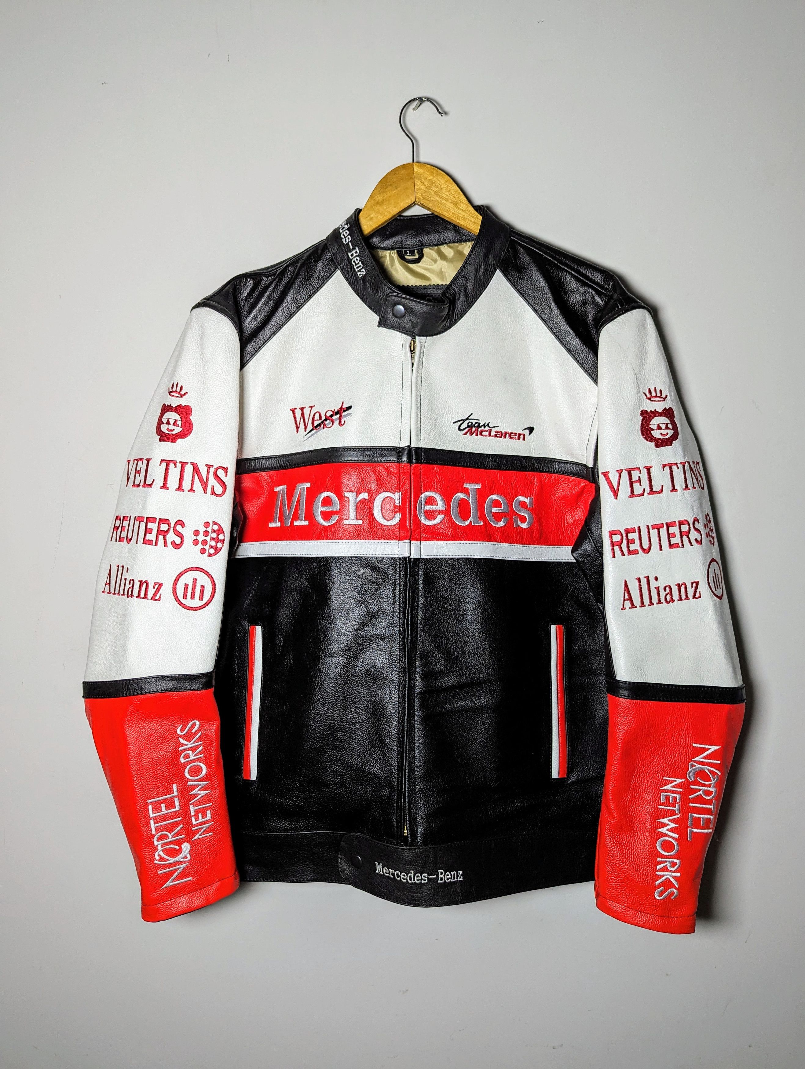 Vintage Mercedes Benz Leather Jacket Rare Streetwear Racing Size US XXL / EU 58 / 5 - 1 Thumbnail