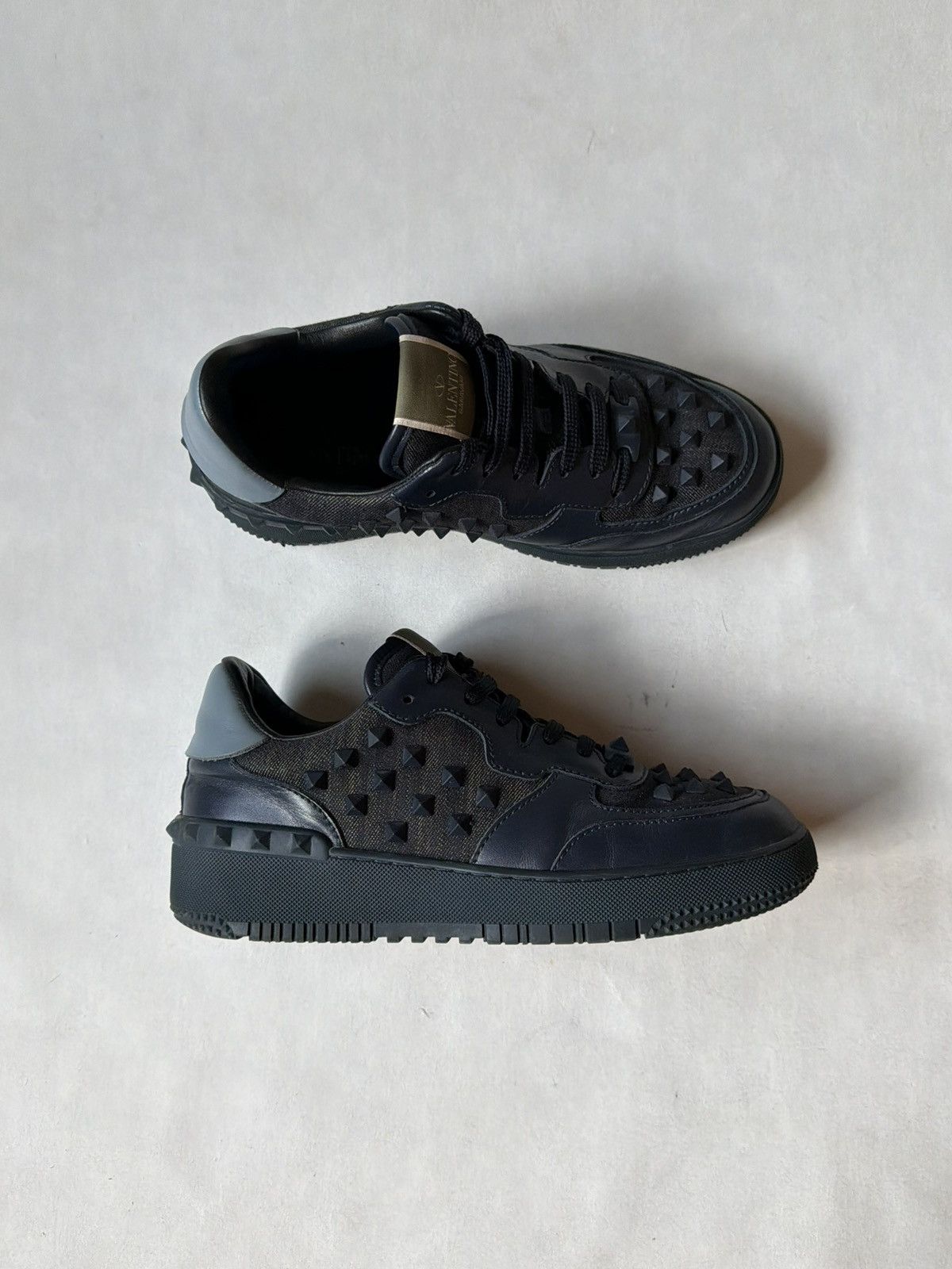 Valentino Valentino Rockstud Basket Low Leather/Denim Sneakers Shoes Size US 7.5 / EU 40-41 - 1 Thumbnail