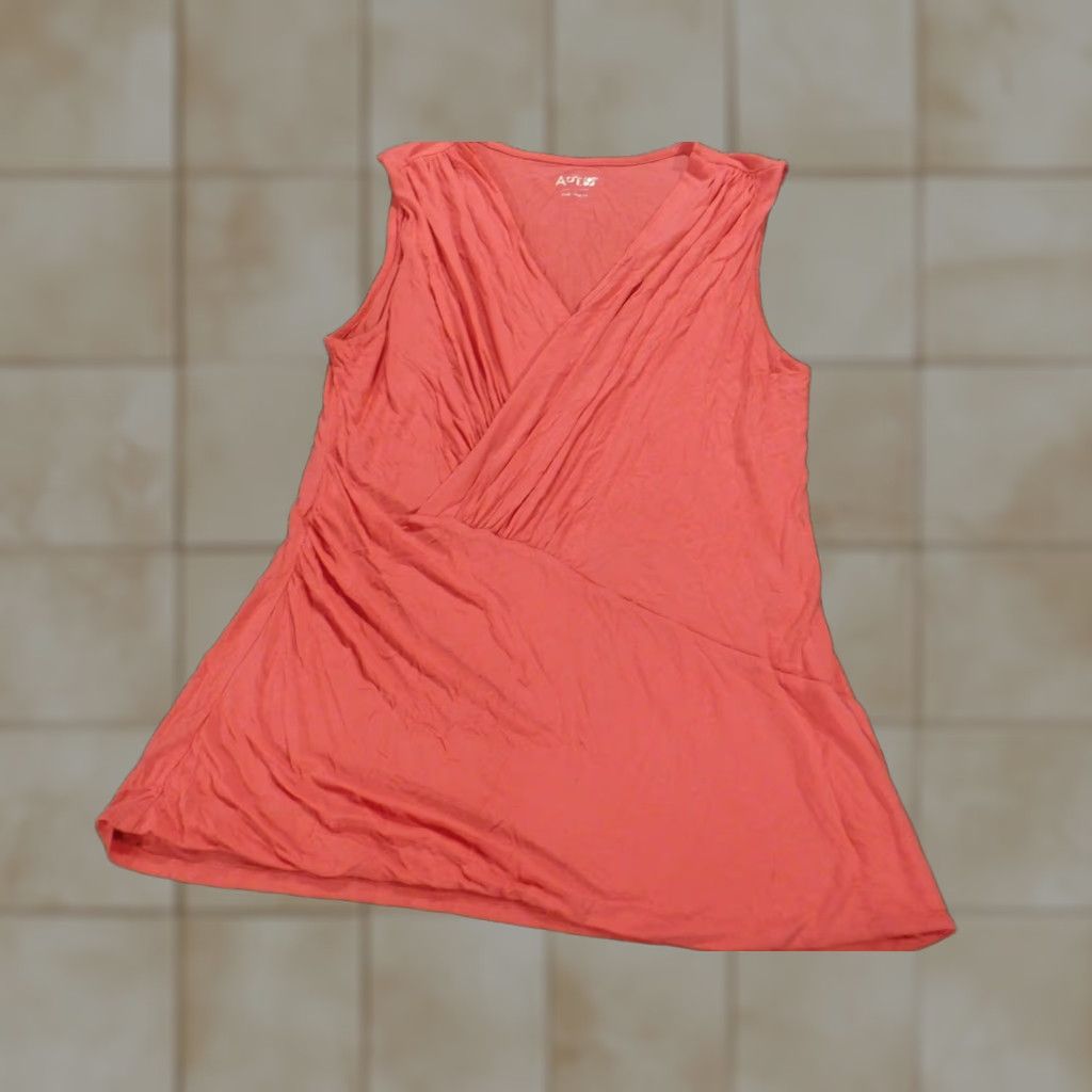 Apt. 9 Apt 9 Blouse Shirt Womens L Pink Cap Sleeve V-Neck Pullover Stretch Casual Regular Size L / US 10 / IT 46 - 1 Thumbnail