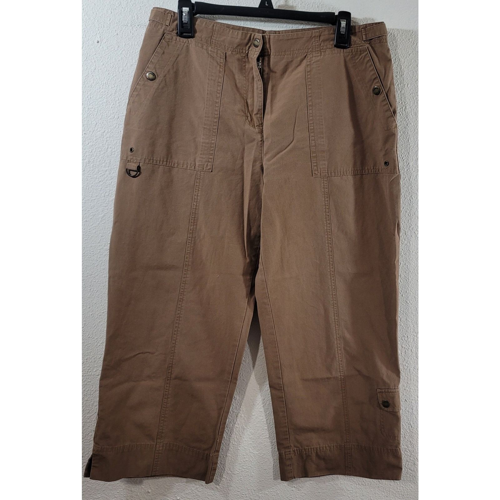 Jones New York Jones New York Brown Flat Front Cropped Pant 10 Straight Leg Size 32" / US 10 / IT 46 - 1 Thumbnail