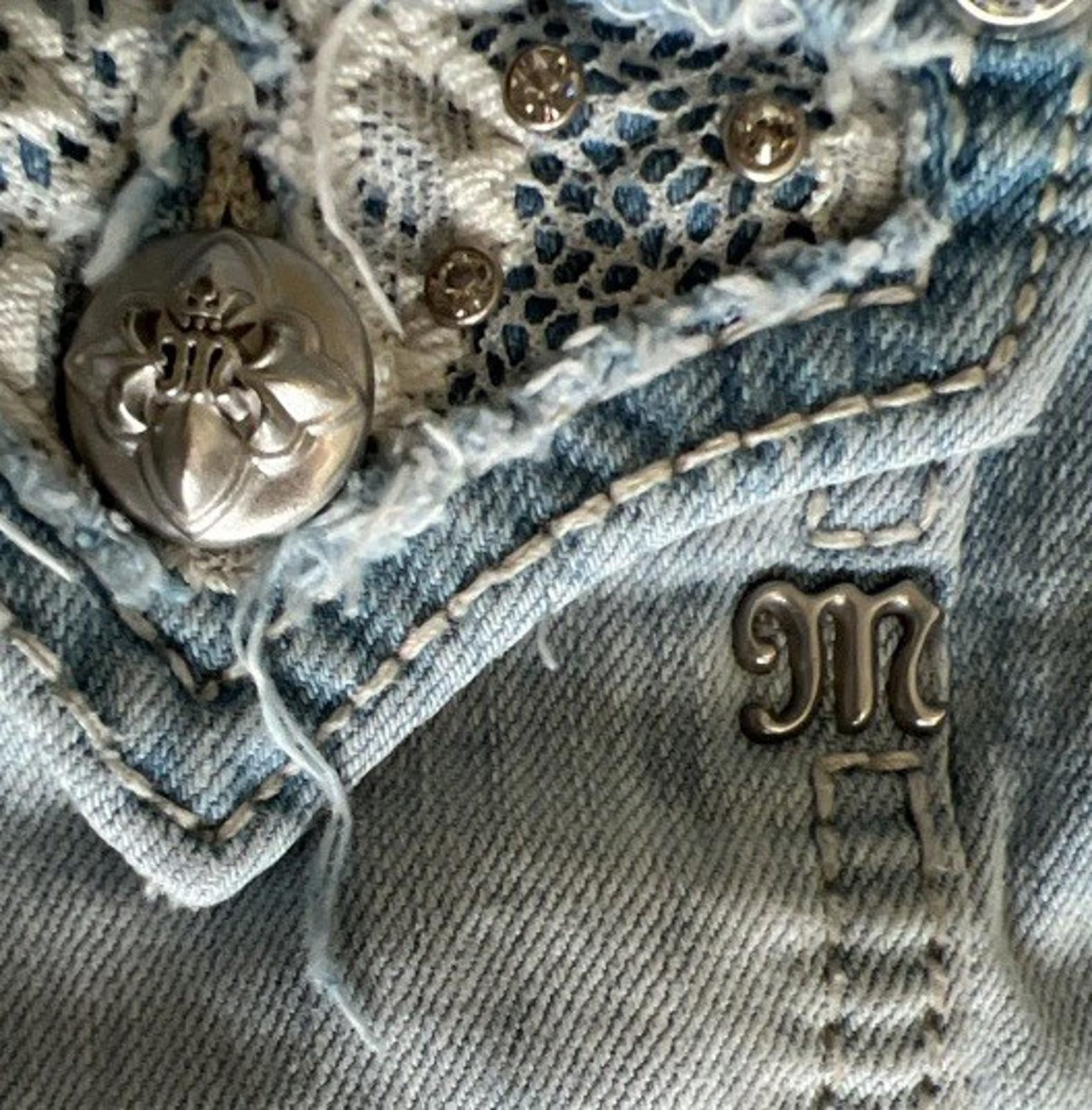 Designer Miss Me Denim Jacket Blue Jean Girls Small Lace Bling Size S / US 4 / IT 40 - 3 Thumbnail