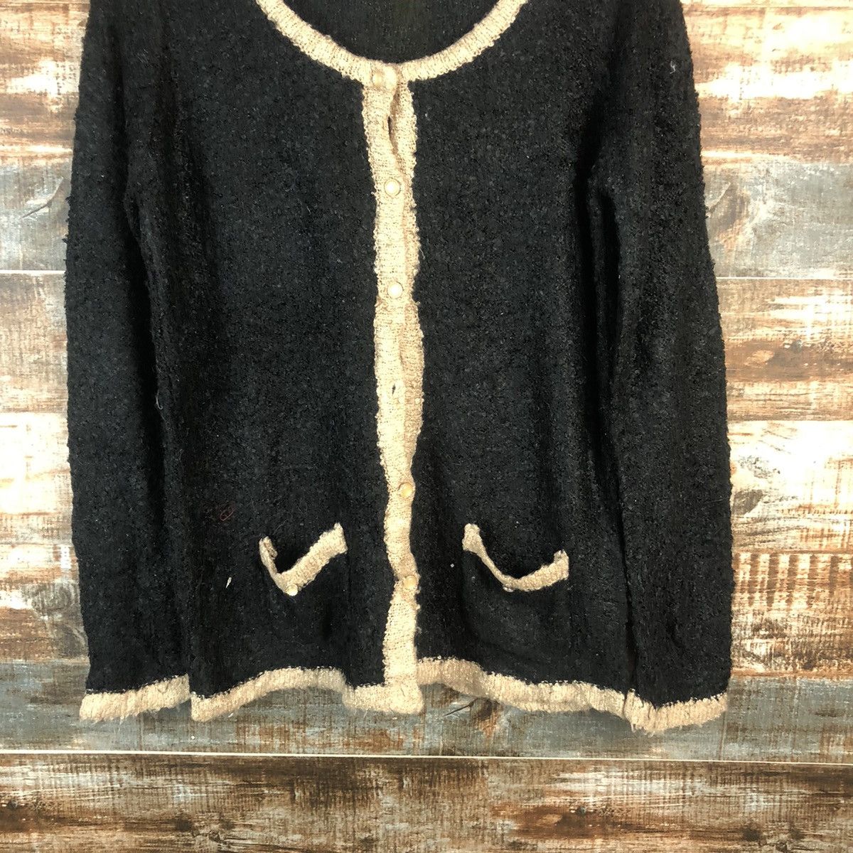 Homespun Knitwear × Japanese Brand DL Vis Black Cardigan Knitwear #C368 Size M / US 6-8 / IT 42-44 - 3 Thumbnail