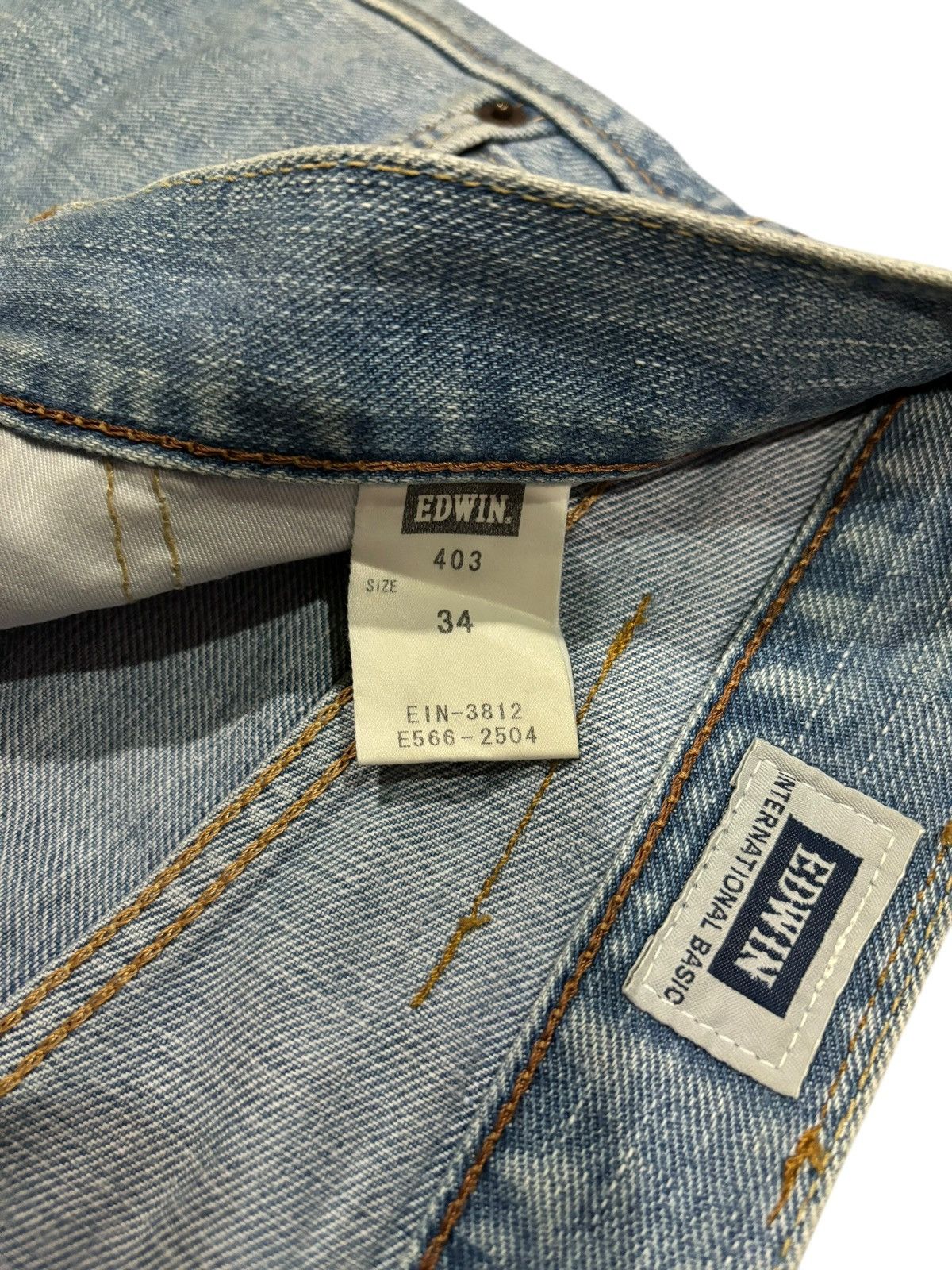 Edwin × Japanese Brand Vintage Y2k Edwin 403 Faded Stretch Straight Cut Jeans Size US 36 / EU 52 - 7 Thumbnail