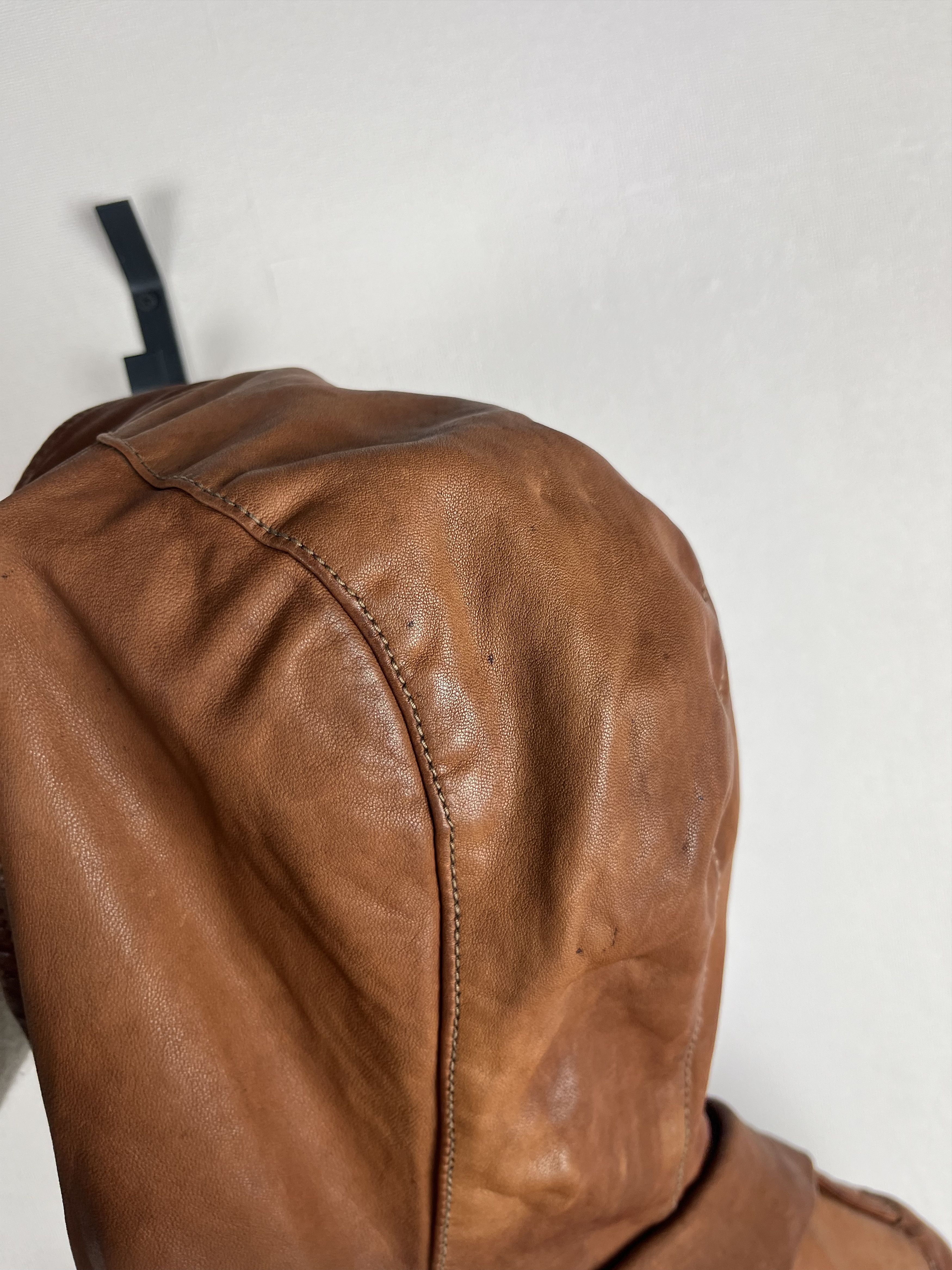 Giorgio Brato Giorgio Brato Hooded Zip Leather Brown Jacket Vera Pelle Size M / US 6-8 / IT 42-44 - 21 Thumbnail