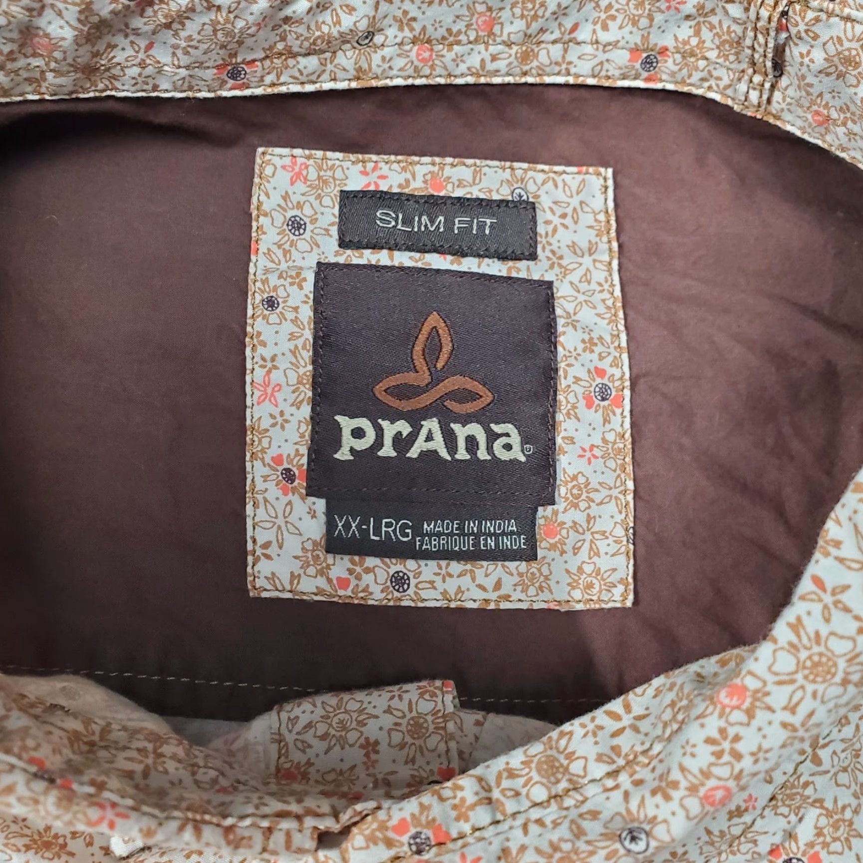 Prana prAna Shirt Mens 2XL Floral Orange White Short Sleeve Button Up Shirt, Casual, Travel, Floral Pattern, Cotton, Button-Up, Mens Size US XXL / EU 58 / 5 - 4 Thumbnail