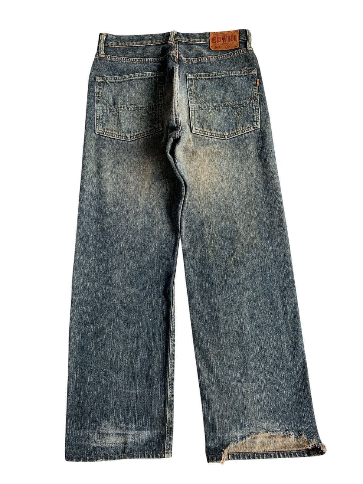 EDWIN 505Z SELVEDGE BAGGY FADED MUDWASH DISTRESSED DENIM🎌