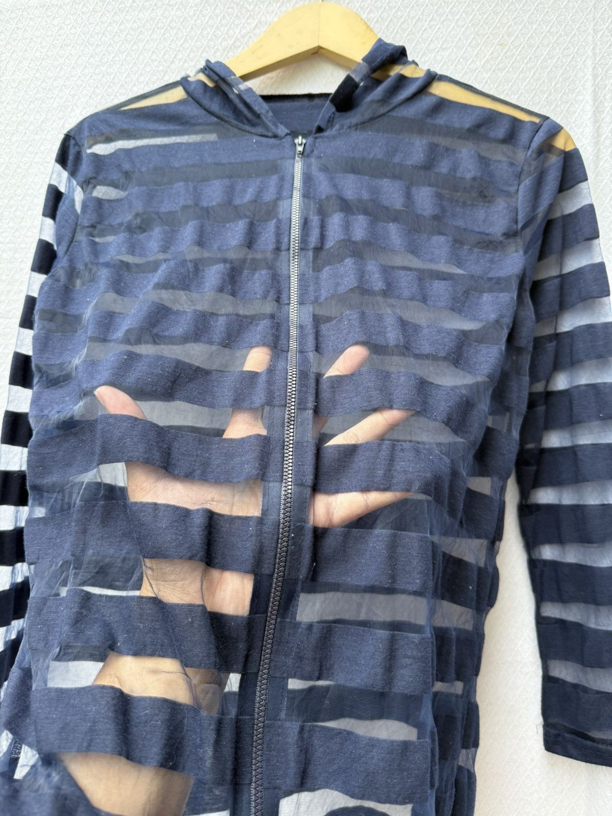 Japanese Brand Undefined Open Fishnet Hoodie Striped Size US M / EU 48-50 / 2 - 4 Thumbnail