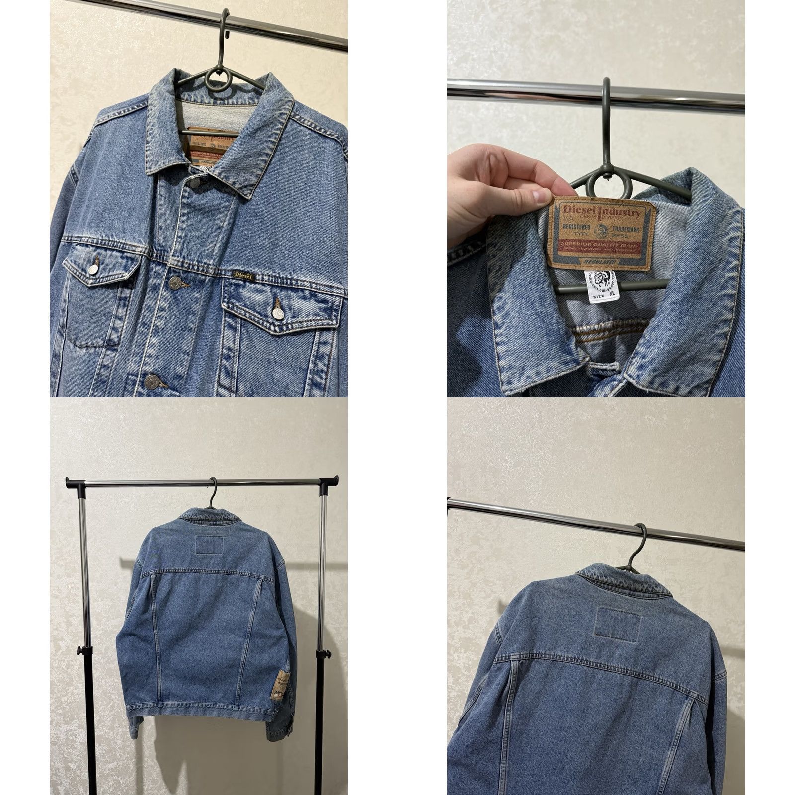 Diesel VINTAGE Diesel Denim Jacket Trucker Blue Oversized 90s Mens XL Denim Jacket City Motorcycle USA Easy Rider Size US 36 / EU 52 - 8 Thumbnail