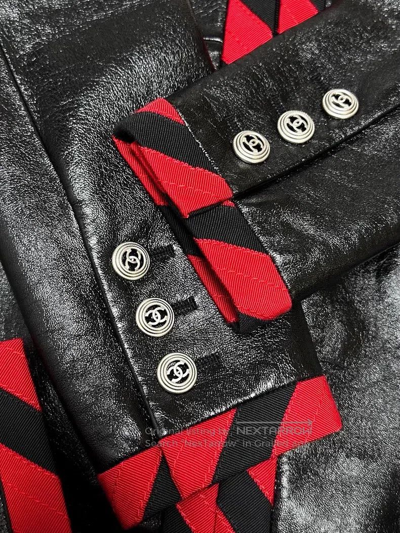 Chanel Chanel Red rolled-edged leather jacket long-sleeved long-s Size XS / US 0-2 / IT 36-38 - 4 Thumbnail