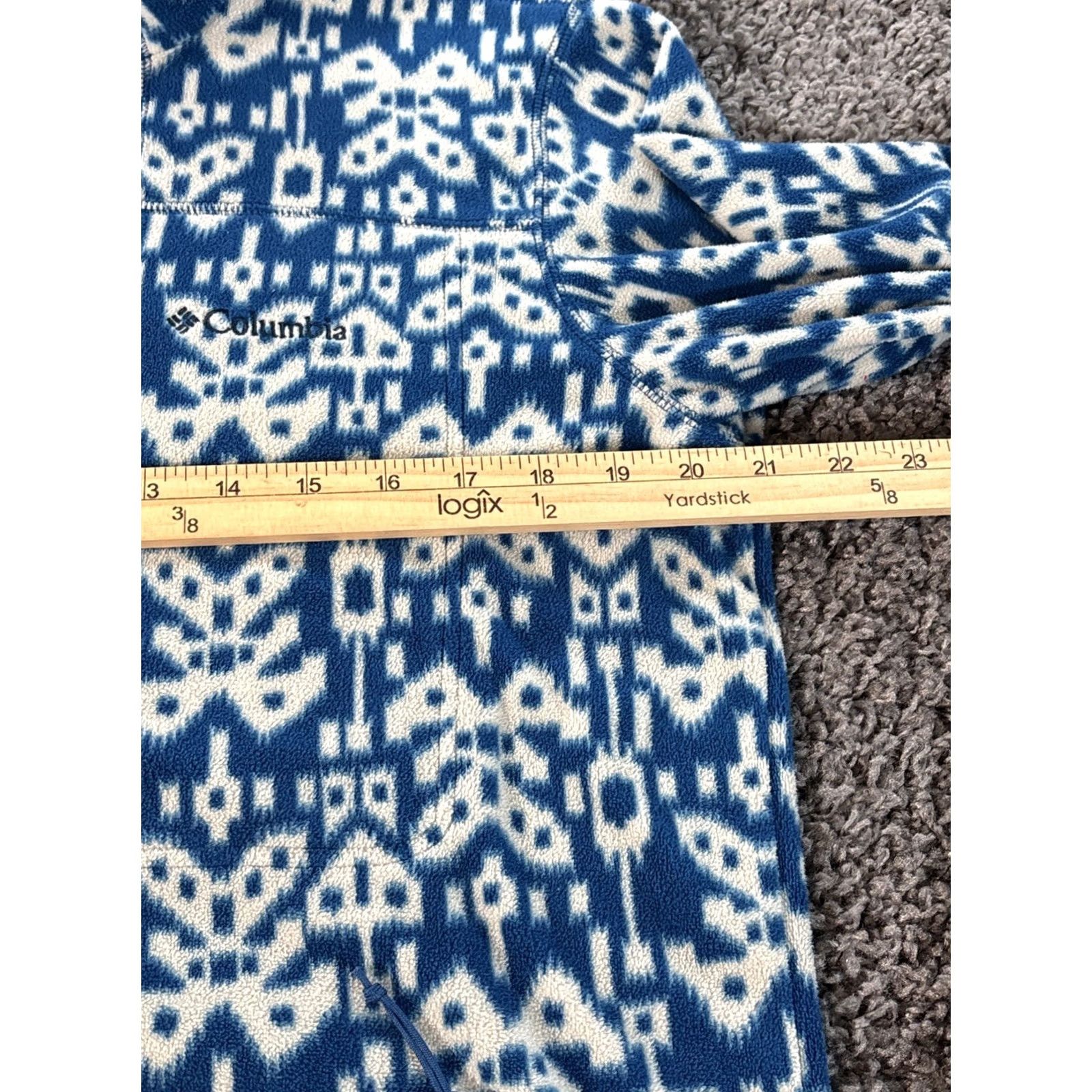 Vintage Columbia Fleece Jacket Womens Medium Blue Aztec Fair Isle Full Zip Size M / US 6-8 / IT 42-44 - 3 Thumbnail