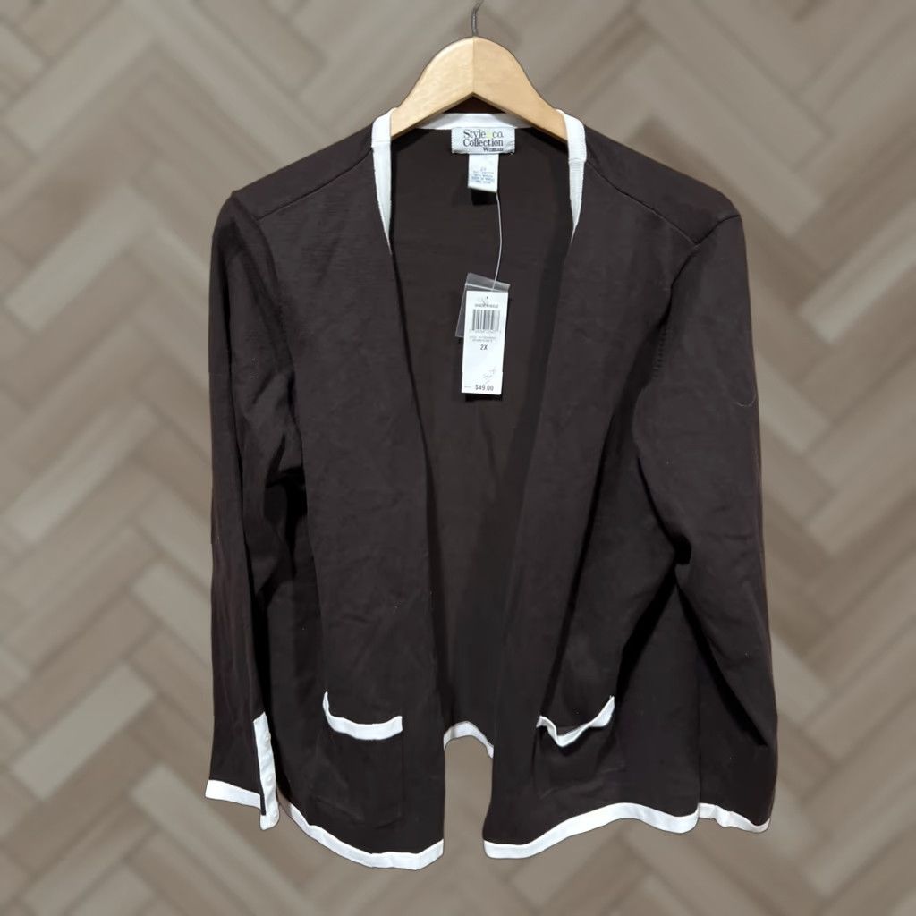 Style & Co Style & Co Cardigan Womens 2X Plus Size NWT Brown Open Sweater Size XXL / US 16-18 / IT 52-54 - 1 Thumbnail