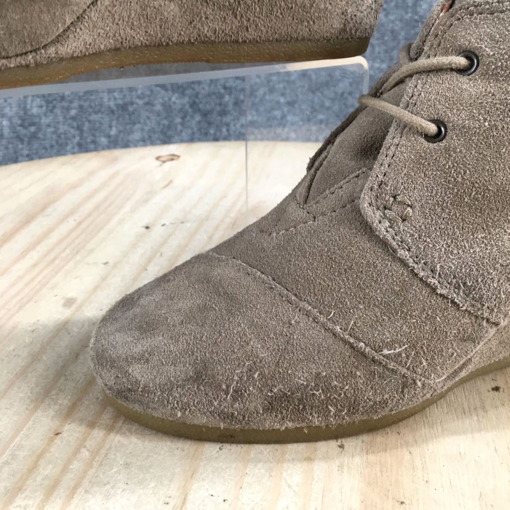 Toms TOMS Boots Womens 8 Casual Ankle Booties Wedge Heels Brown Suede Leather Lace Up Bootie Size US 8 / IT 38 - 4 Thumbnail