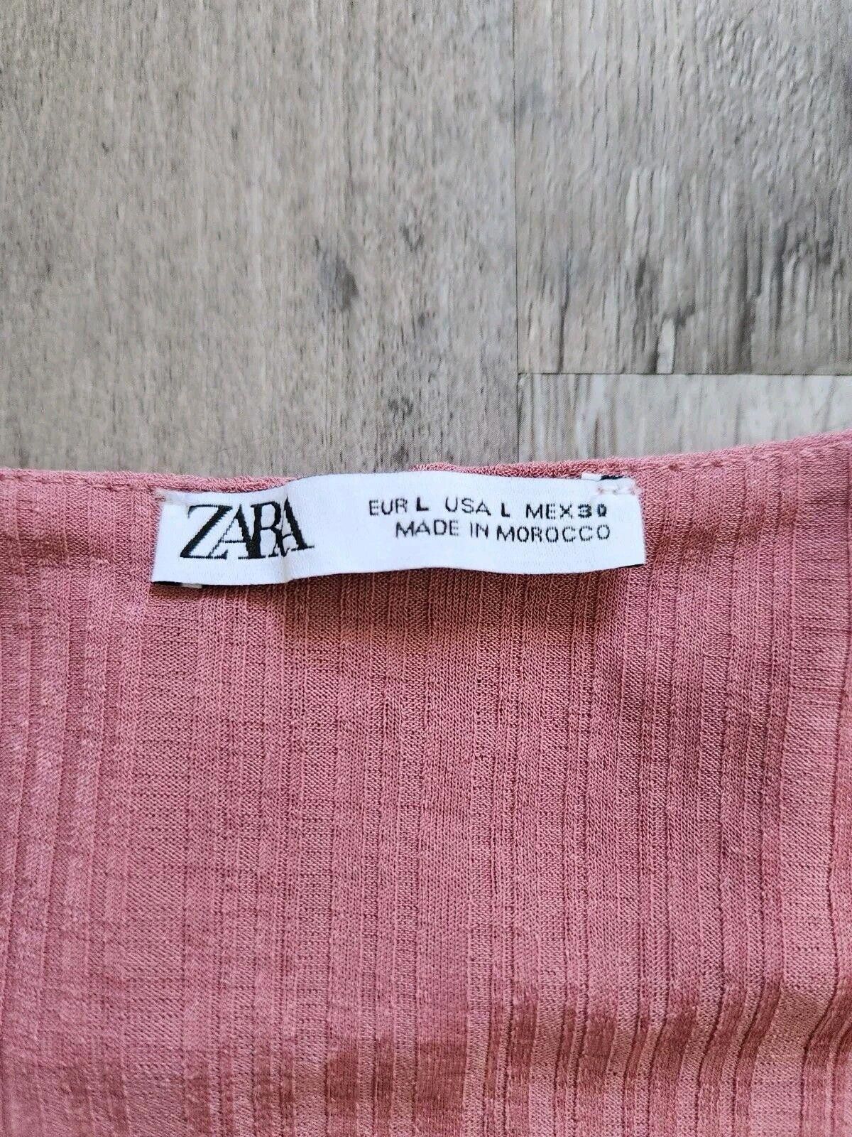 Zara Zara Crop Top Large Mauve Pink V Neck Stretchy 90s Y2k Size L / US 10 / IT 46 - 3 Thumbnail