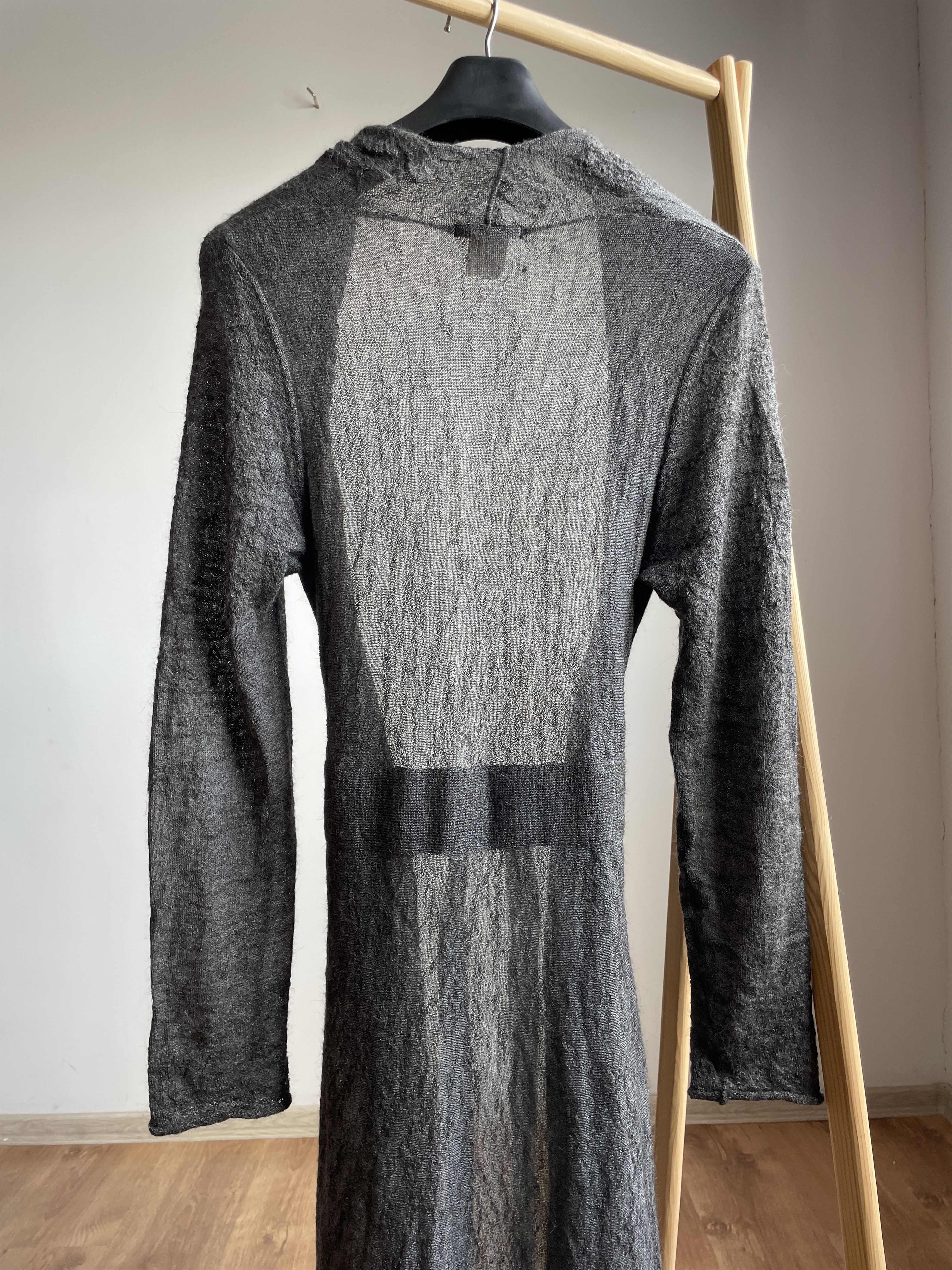 Sarah Pacini Sarah Pacini Crinkled Wool Knit Belted Cardigan Maxi Dress Size ONE SIZE - 4 Thumbnail