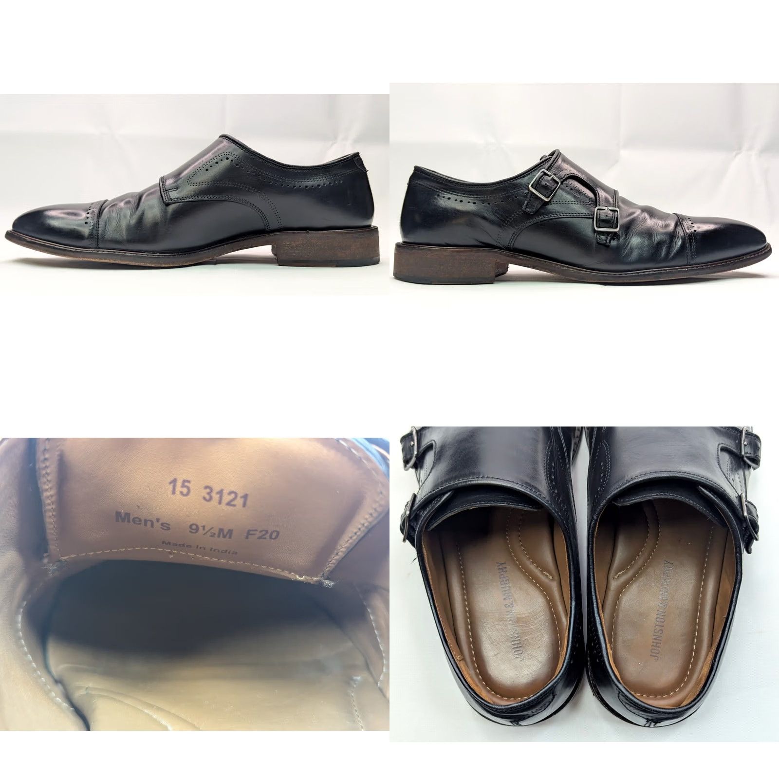 Johnston & Murphy Johnston & Murphy Monk Strap Double Buckle Cap Toe Loafer Mens 9.5 Black Size ONE SIZE - 8 Thumbnail