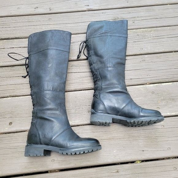 Nine West Nine West Mavira Black Leather Over The Knee OTK Equestrian Size US 7.5 / IT 37.5 - 3 Thumbnail