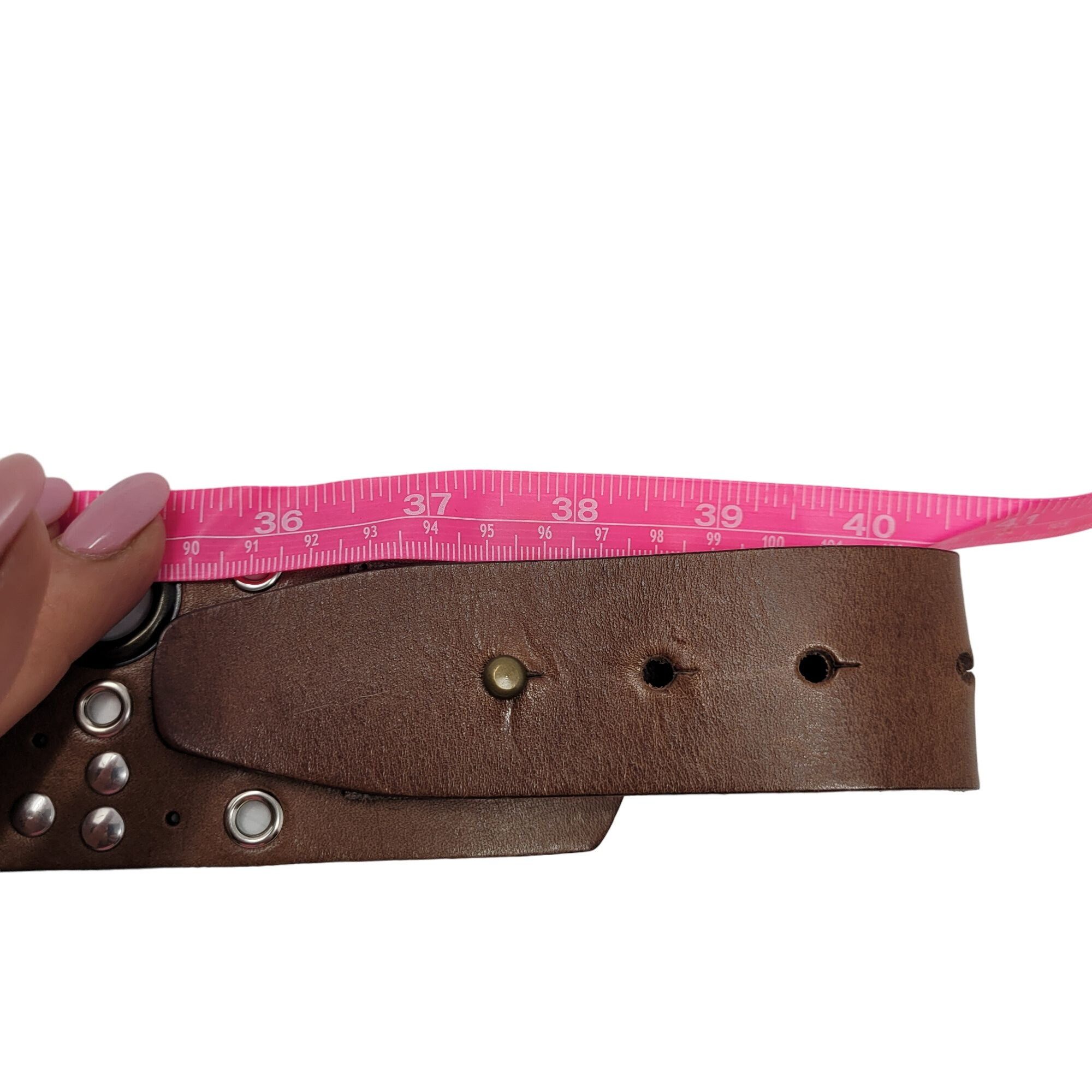 Designer Antoniazzi Firenze Artesian Leather Belt XL Brown Silver Bro Size ONE SIZE - 6 Thumbnail