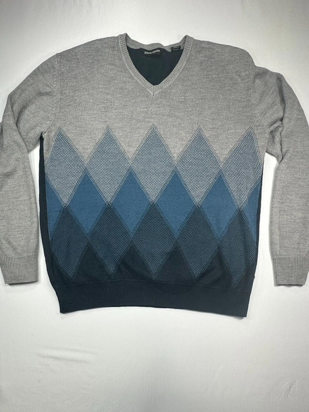 Pierre Cardin Pierre Cardin Argyle Pullover Sweater Gray/Blue Men's Large Size US L / EU 52-54 / 3 - 1 Thumbnail