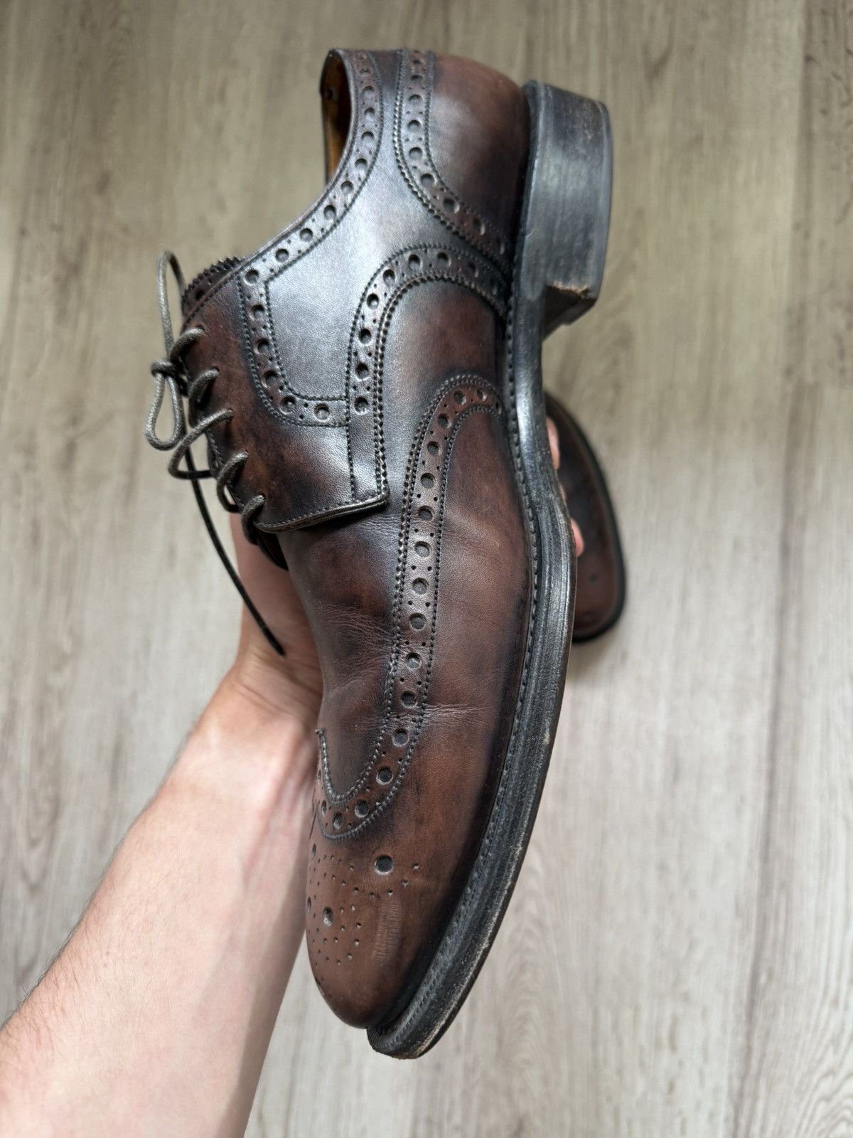 Bally Bally Mens Leather Brogues Goodyear Welted Brown Patina Size US 10 / EU 43 - 6 Thumbnail