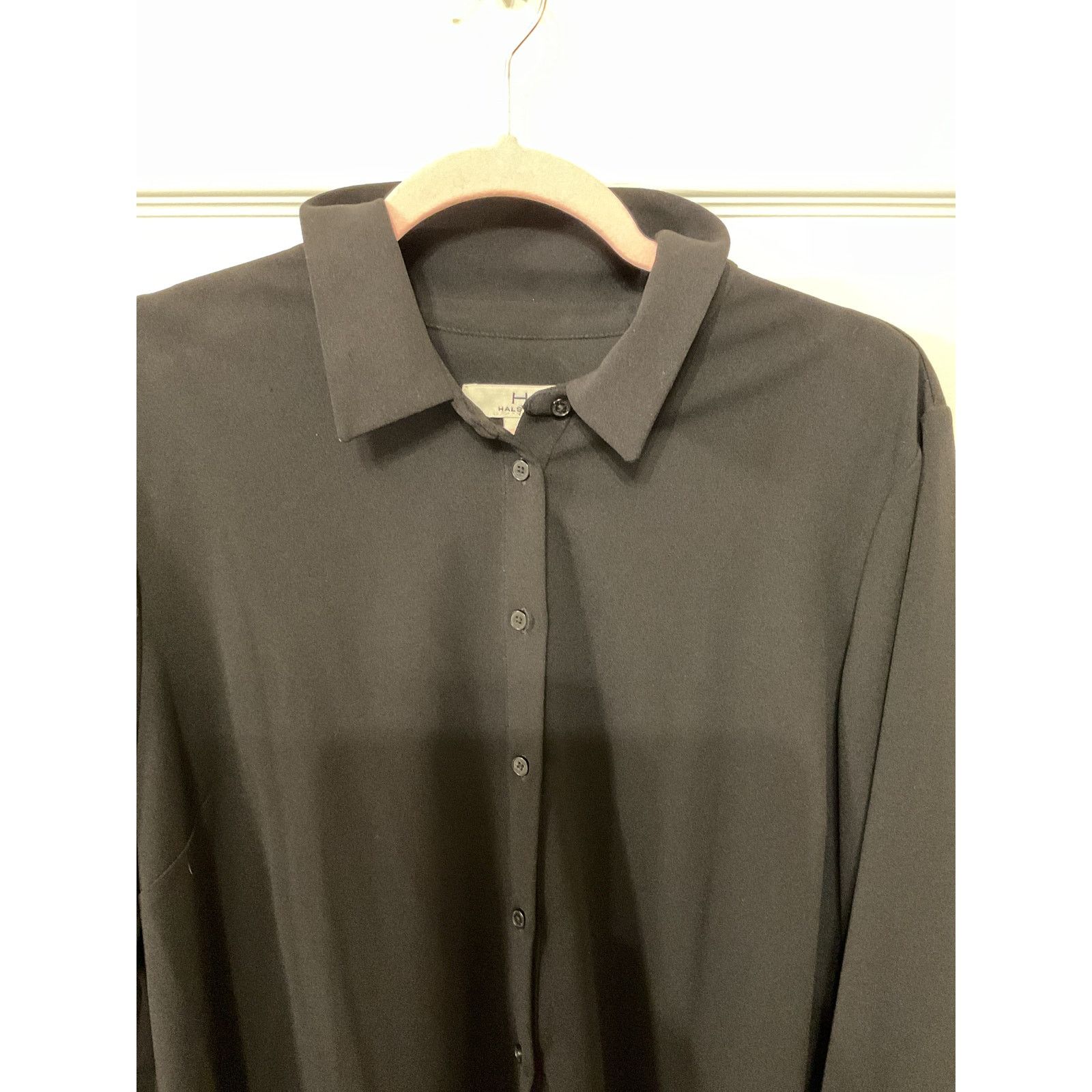 Halston H by Halston Women's Black Fringe Button Down Tunic, L Size L / US 10 / IT 46 - 5 Thumbnail